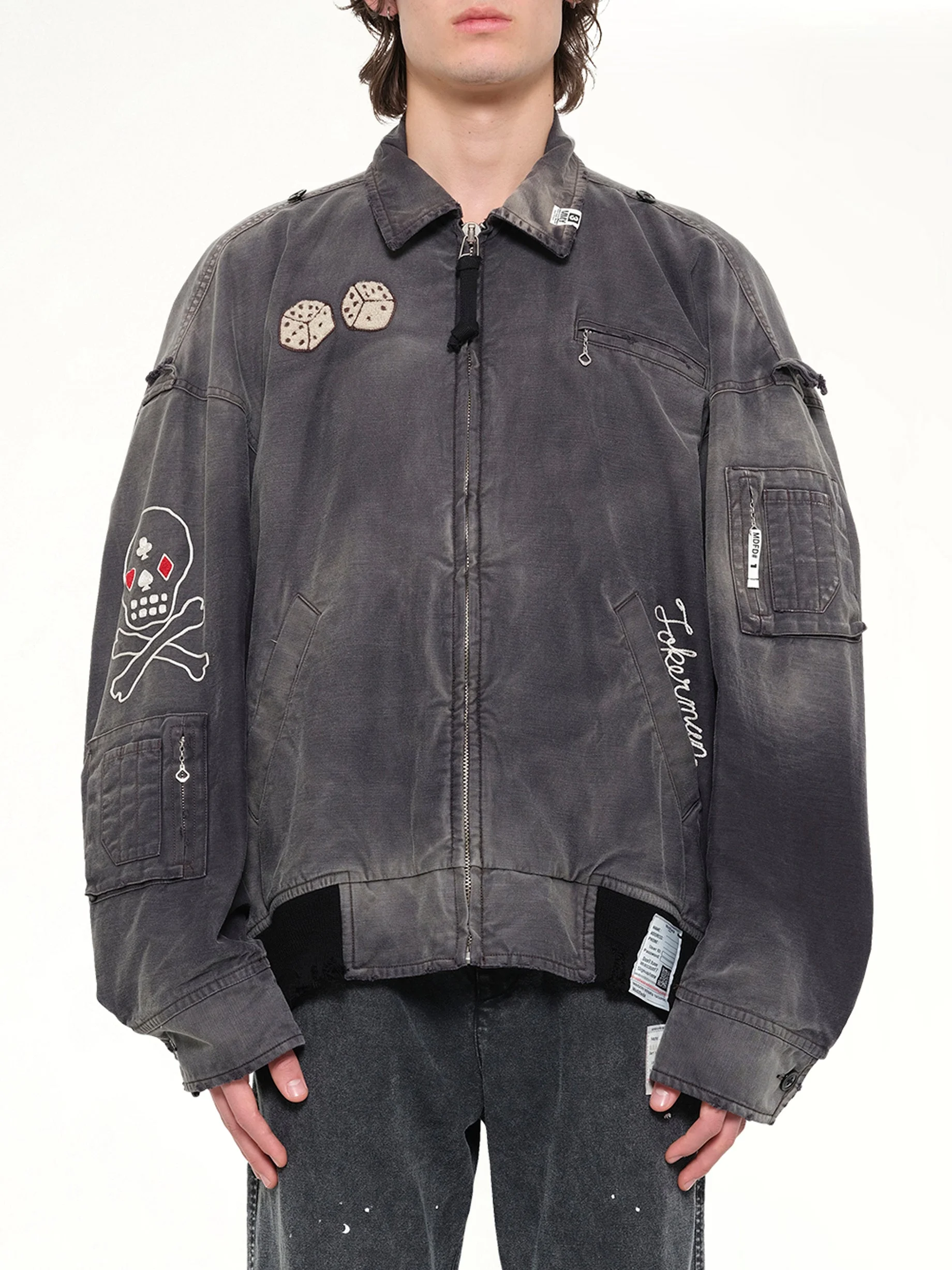 Sun Faded Military Jacket in Black - 1