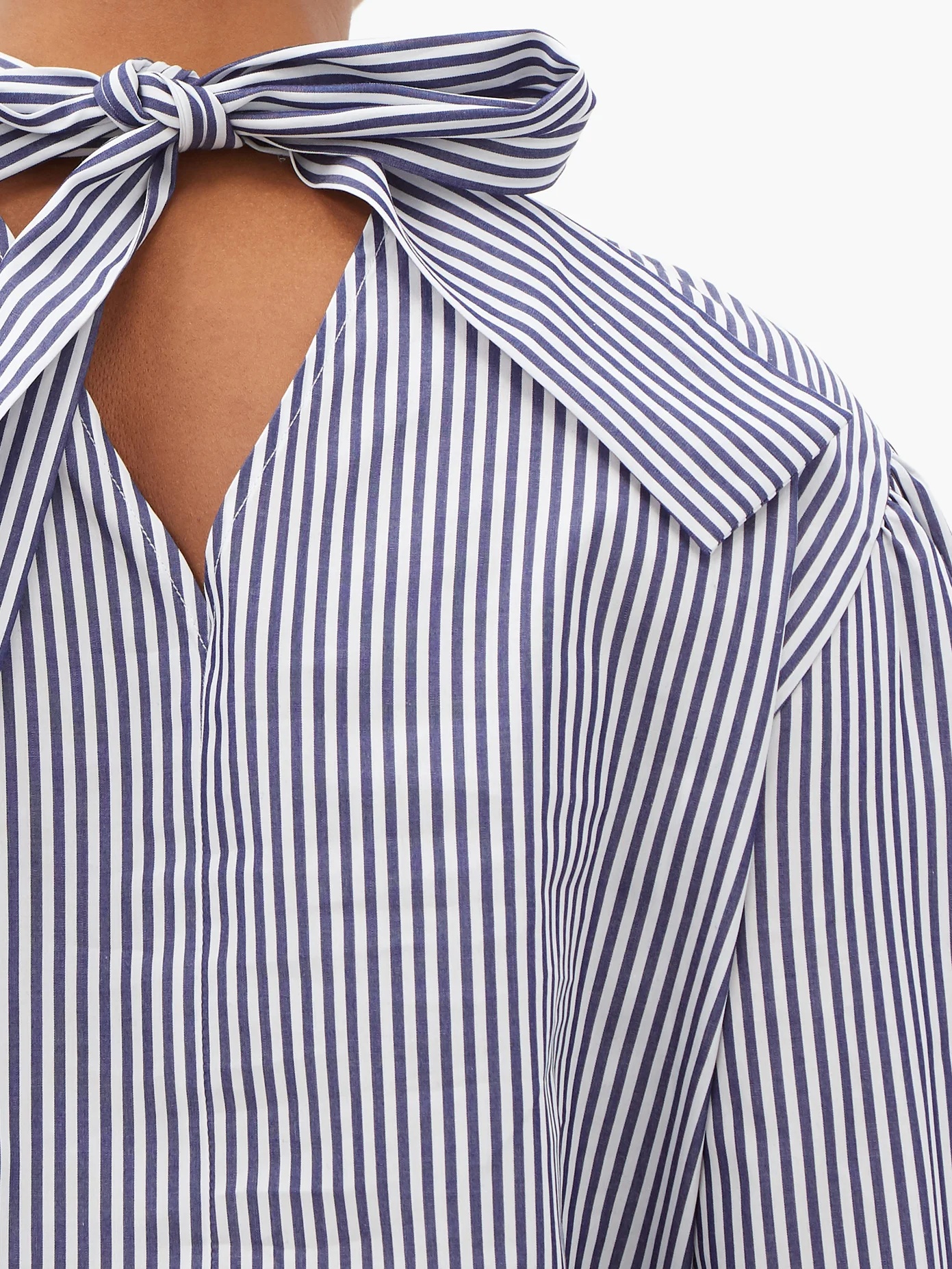 Pinstriped cotton-poplin blouse - 3