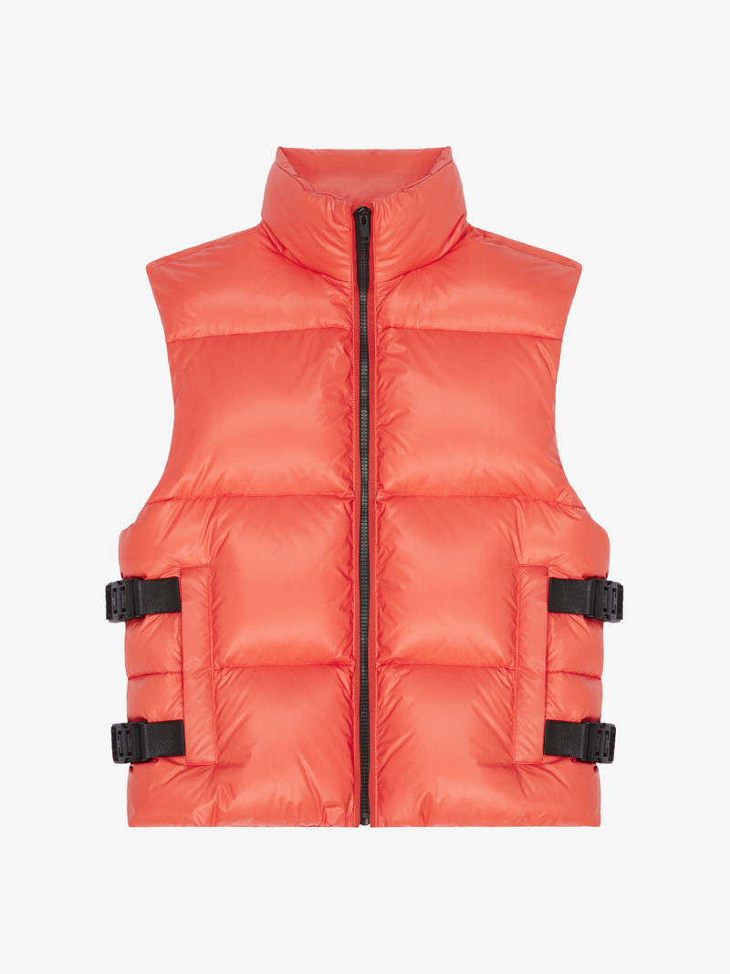 SLEEVELESS PUFFER JACKET WITH BUCKLES - 1