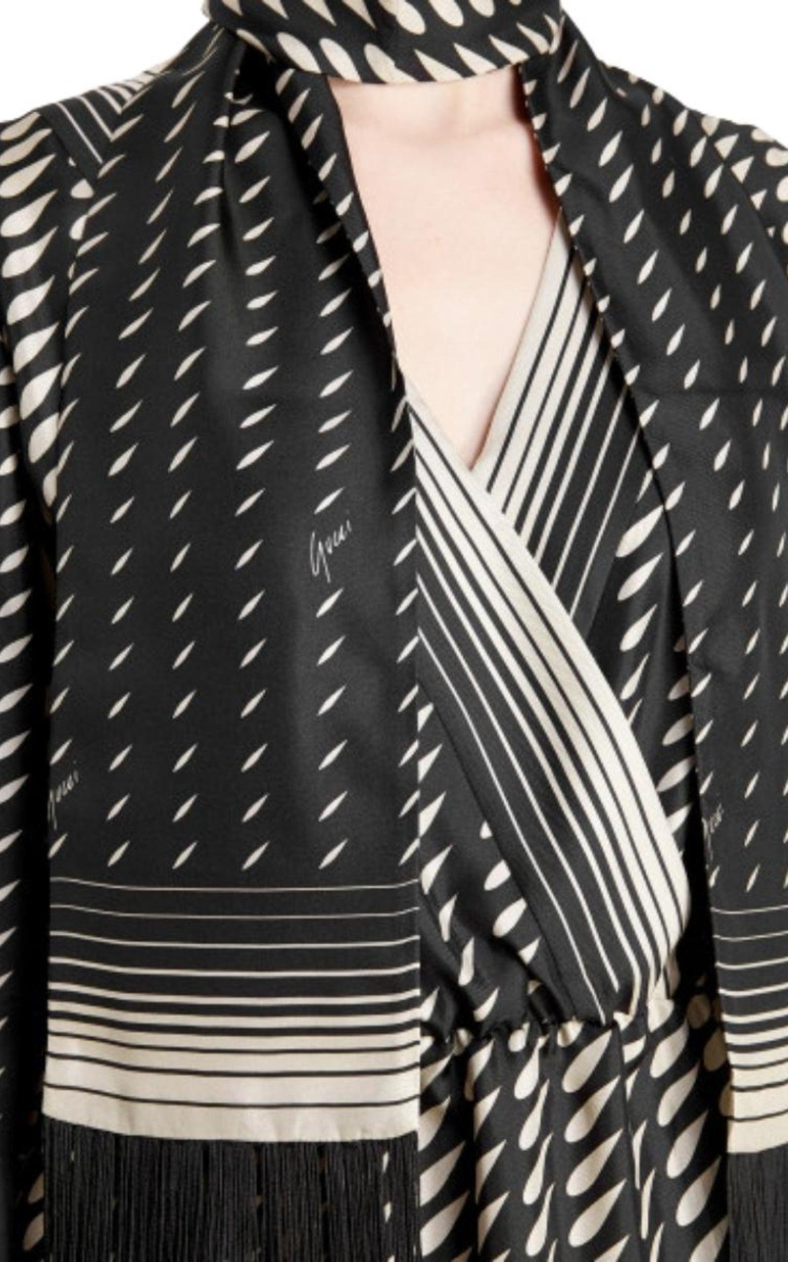 Printed Scarf Belted Wrap Dress - 5