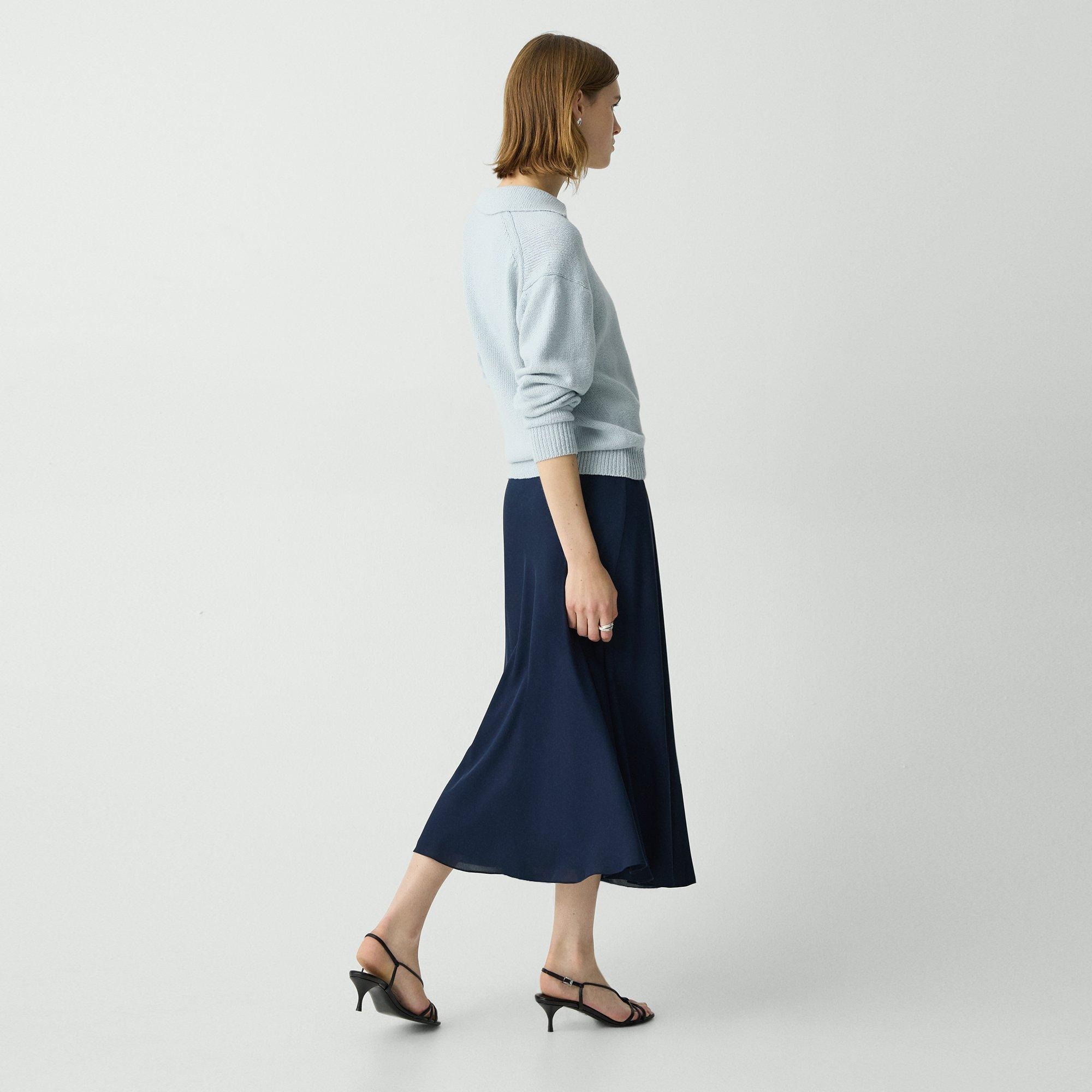 Midi Pull-On Skirt in Silk Georgette - 3