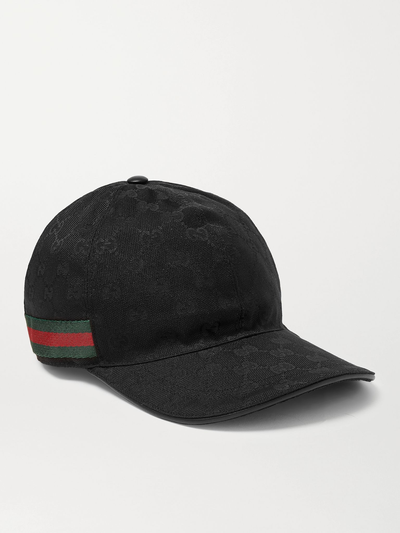 Webbing-Trimmed Monogrammed Canvas Baseball Cap Black - 1