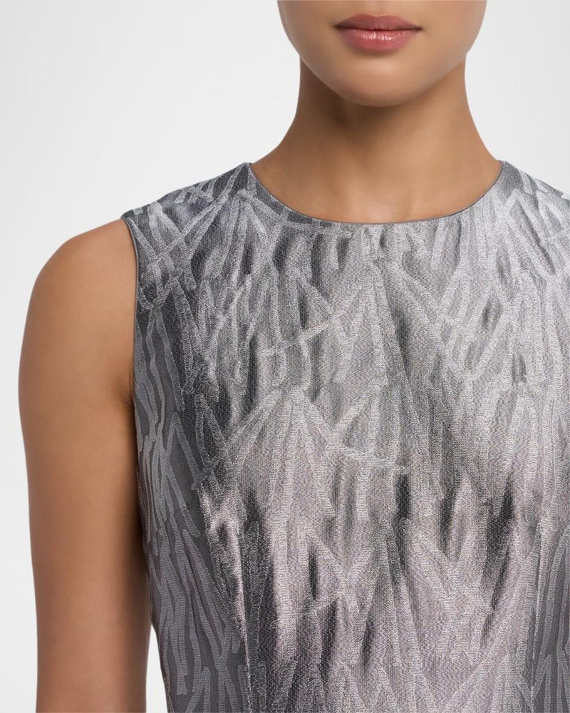 Sleeveless Metallic Jacquard Column Gown 5