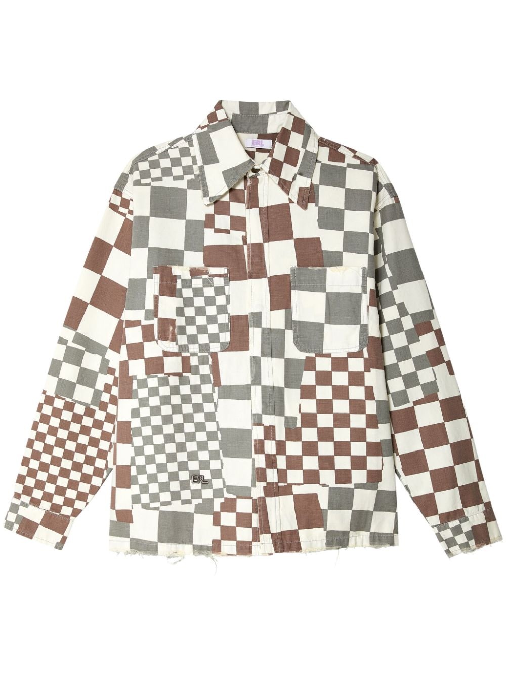checkered canvas shirt jacket - 1