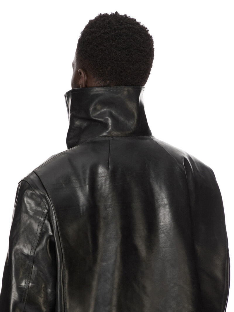 Black Temple Biker Jumbo Stooges Leather Jacket 5