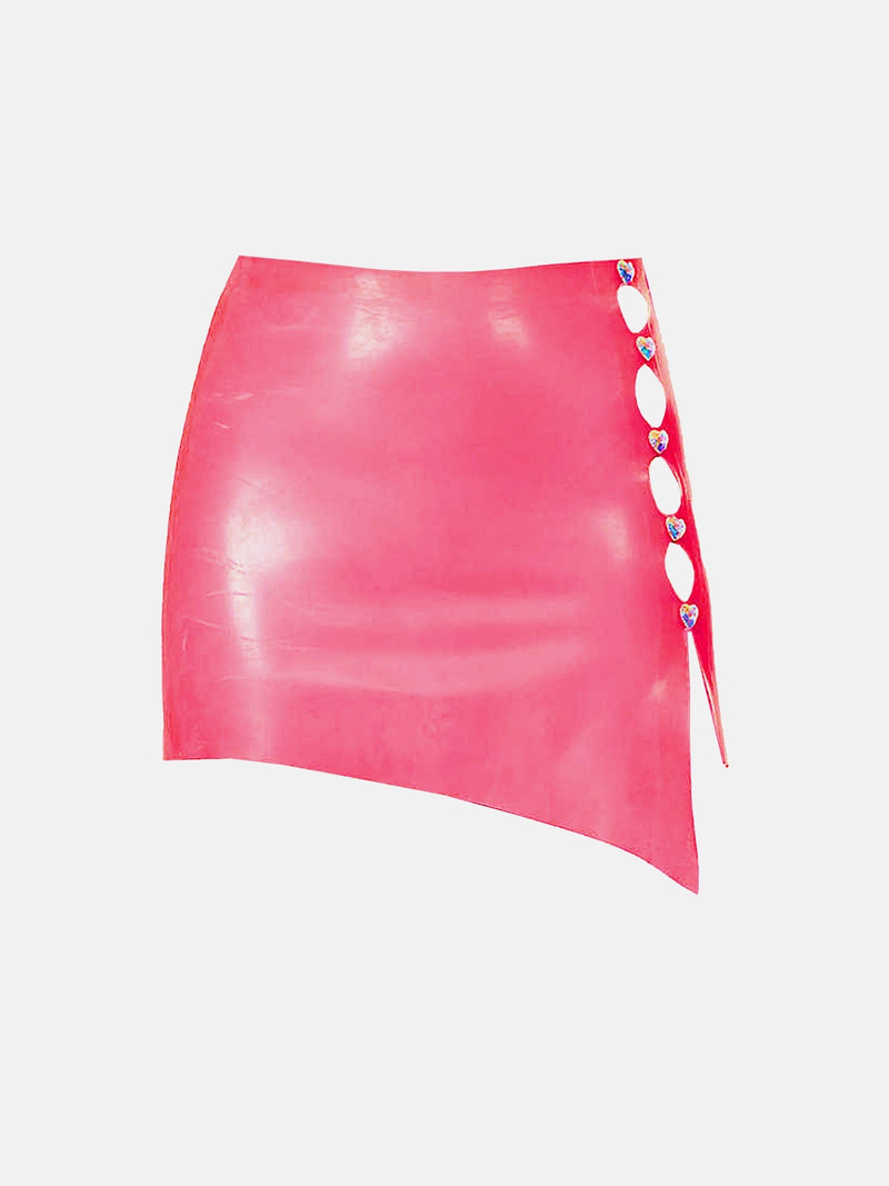 GOLDIE LATEX SKIRT SHOCKING PINK 1