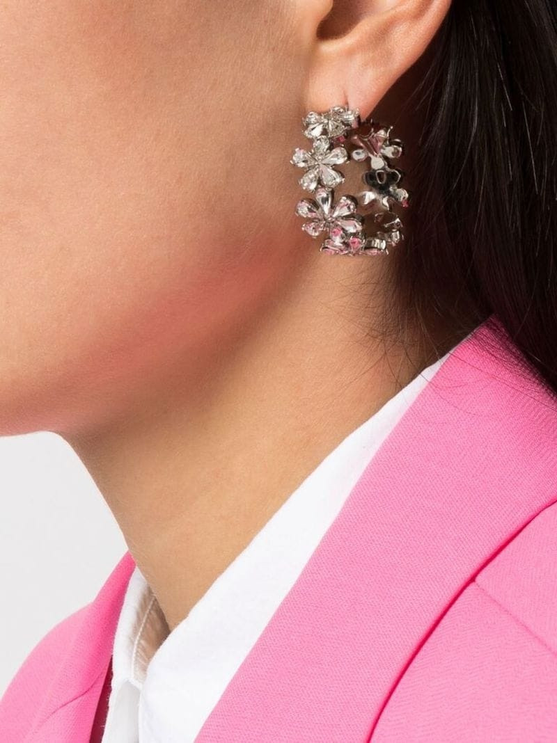 Amina Muaddi Lily mini flower hoop earrings outlook