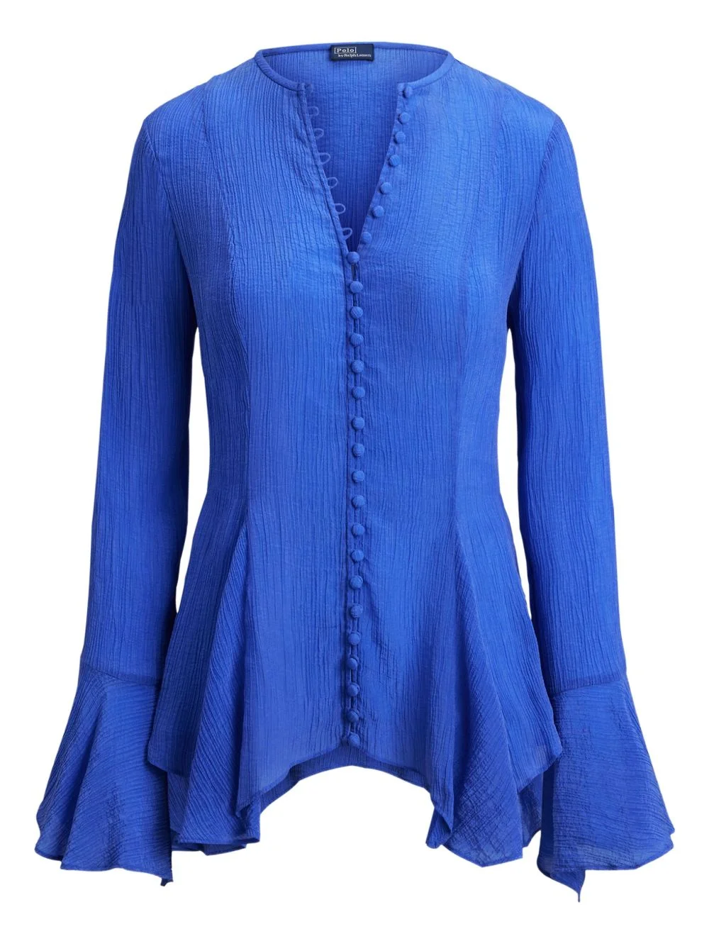 V-neck crinkle-texture blouse - 1