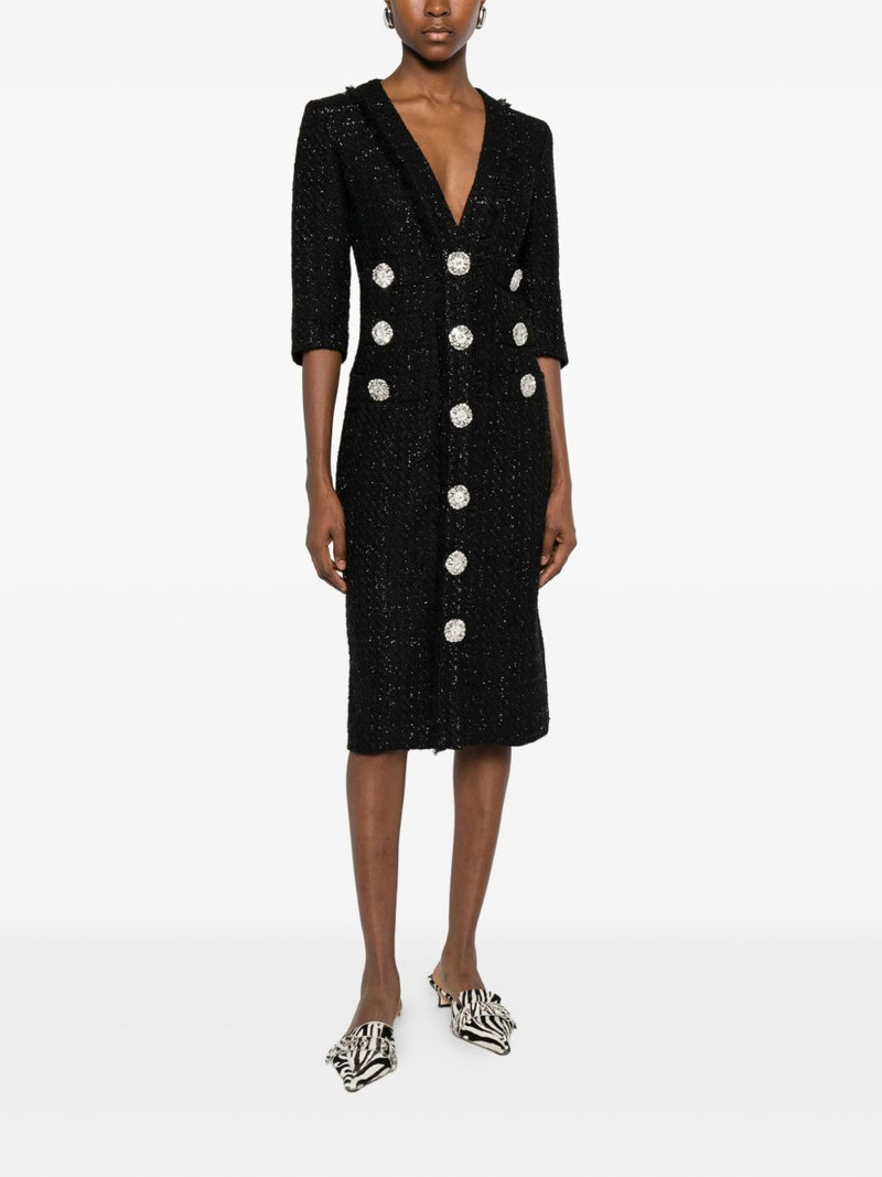 COSTARELLOS V-neck embellished-button midi dress outlook