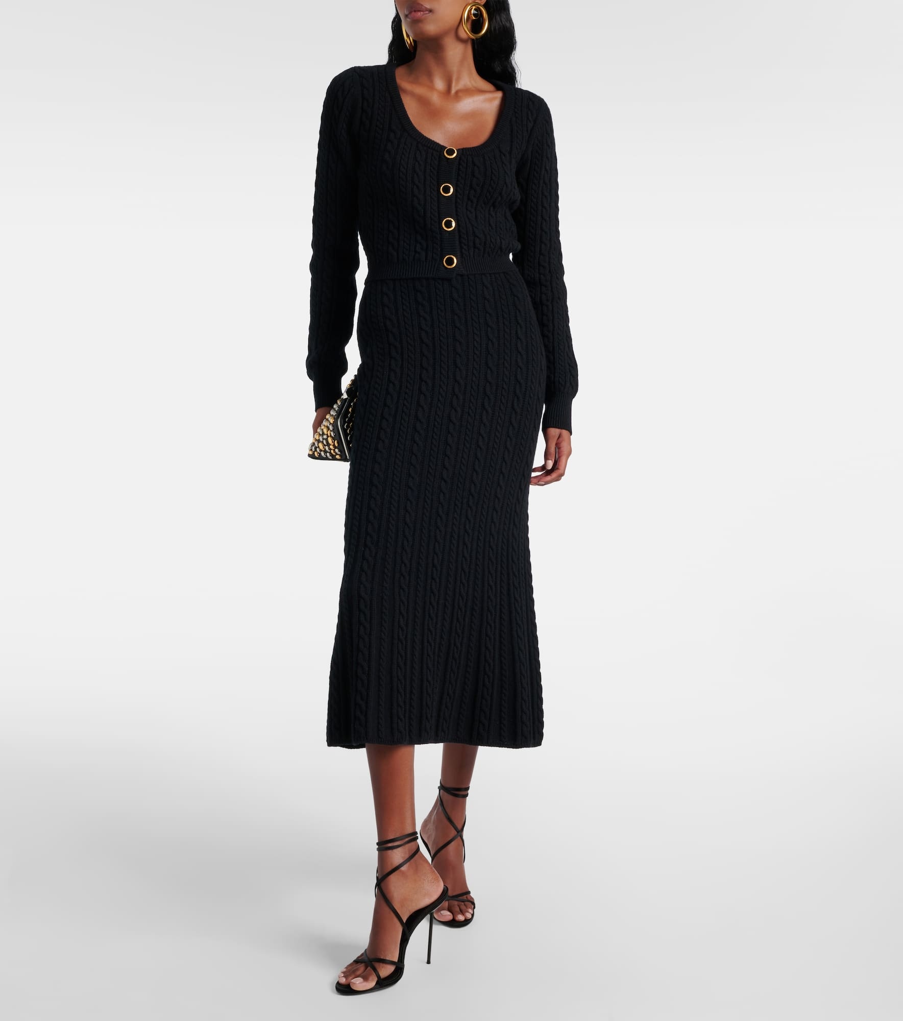 Cable-knit wool midi skirt - 2