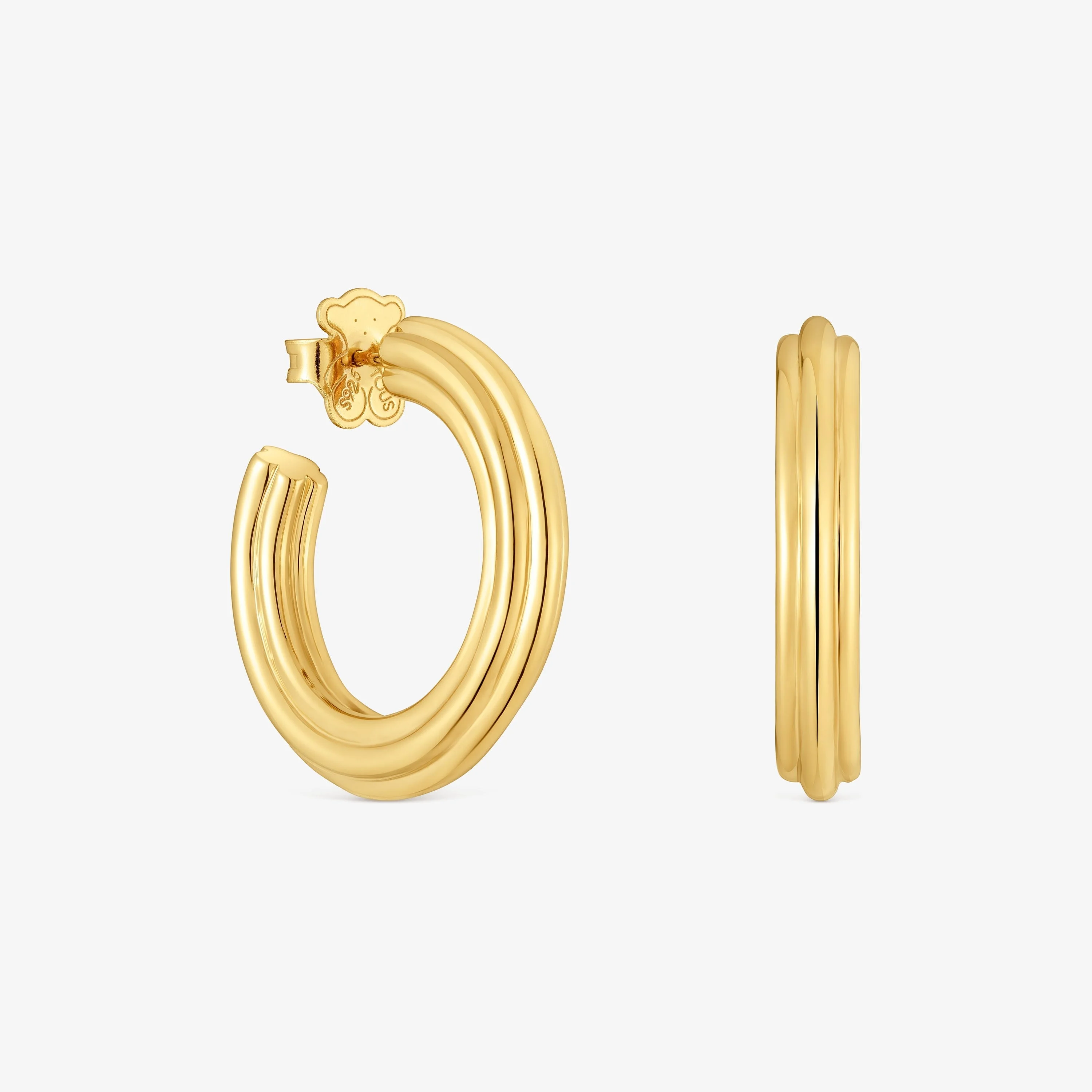 18K gold vermeil long Hoop earrings with flower motif TOUS 1950 - 1