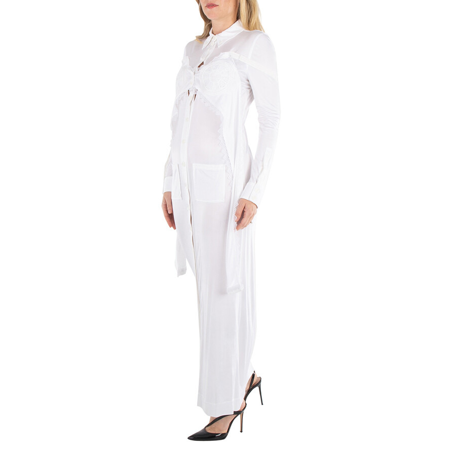 Burberry Long-Sleeved Button-Up Dress Openwork Inserts - 5