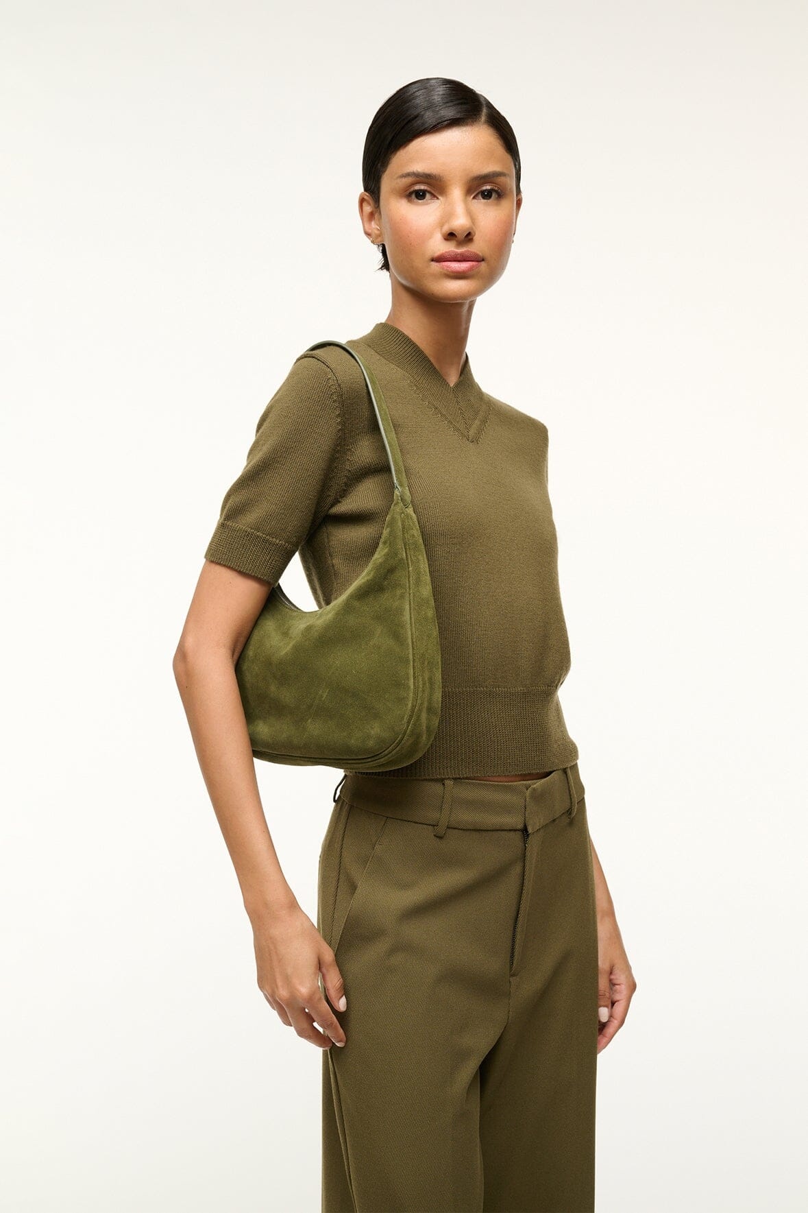 STAUD SYLVIE SHOULDER BAG AVOCADO SUEDE - 2
