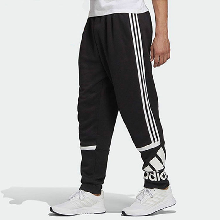 Men's adidas Large Logo Colorblock Casual Sports Breathable Long Pants/Trousers Black GK8903 - 4