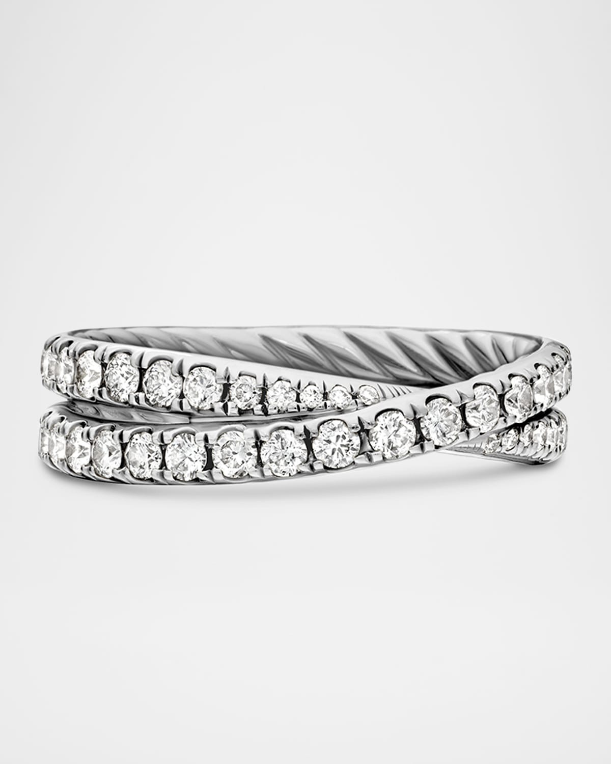 DY Crossover Band Ring with Diamonds in Platinum, 5.2mm - 5