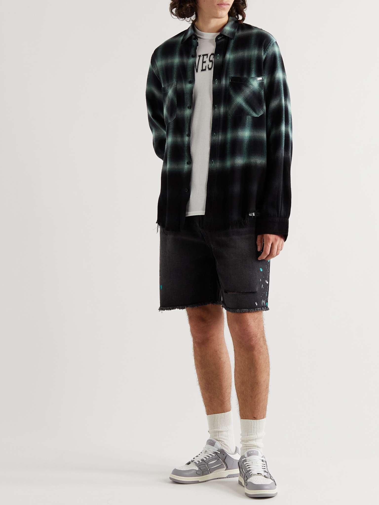 Distressed Dip-Dyed Checked Cotton-Flannel Shirt - 2