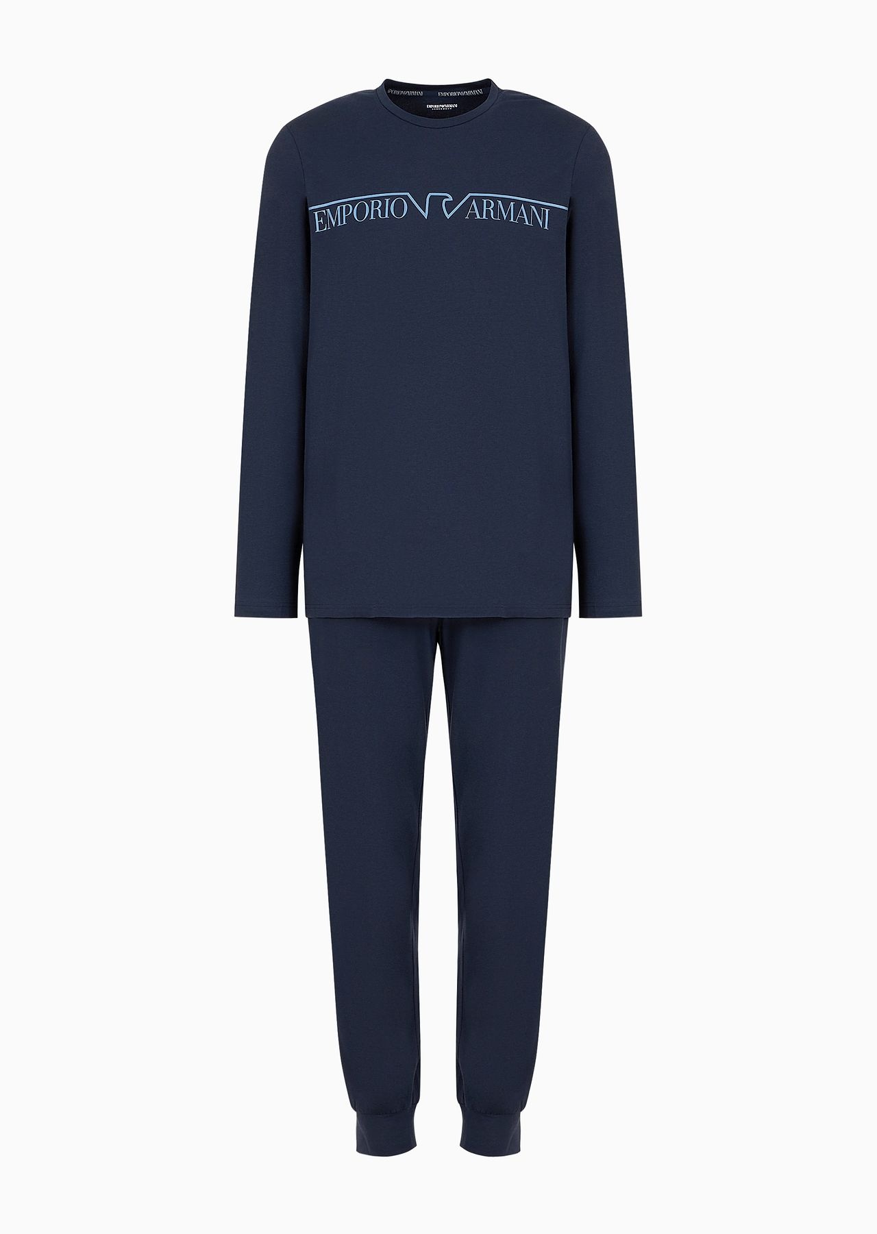 Cotton Pyjamas Armani Pajamas Emporio Armani Men's Blue Yard Dyed