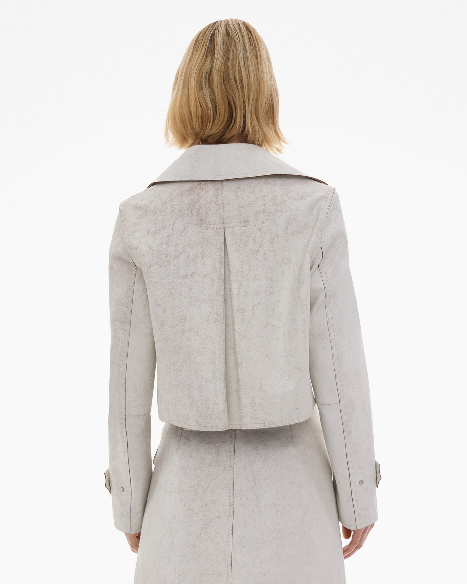 CROPPED LEATHER TRENCH JACKET - 4