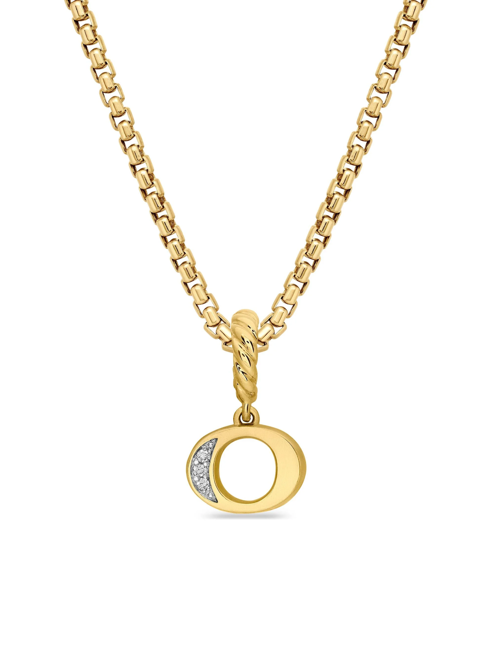 Women's Pavé Initial Pendant in 18K Yellow Gold - Initial O - 1
