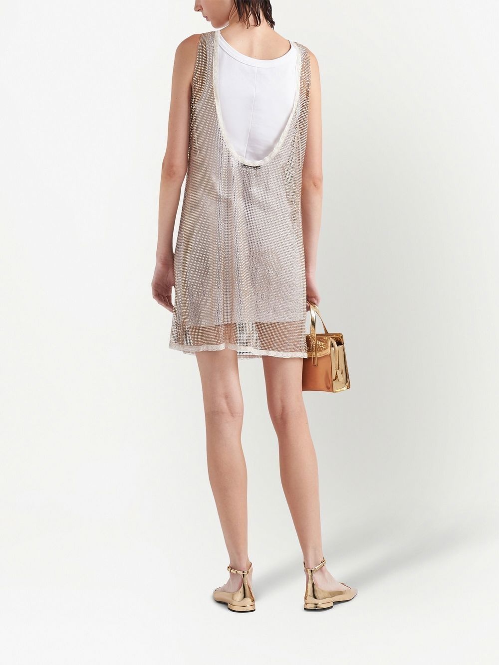 rhinestone-embellished mesh minidress - 3