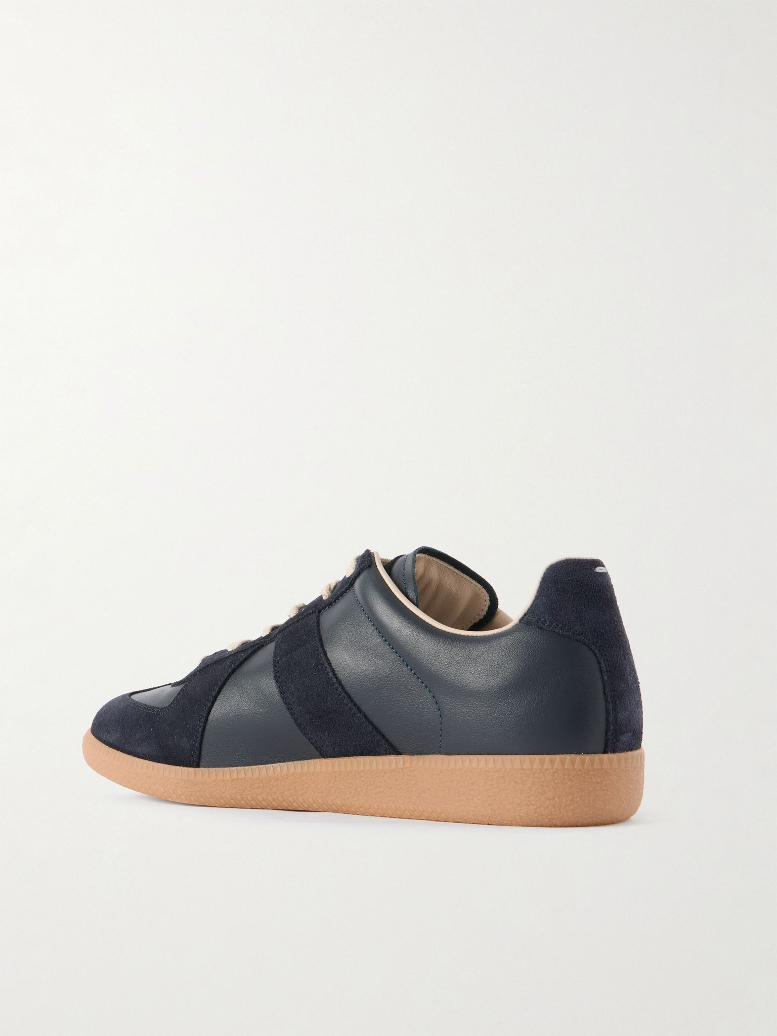 Replica Leather and Suede Sneakers Navy - 4