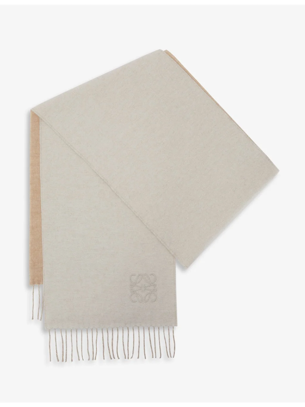 Anagram-embroidered wool and cashmere-blend scarf - 1