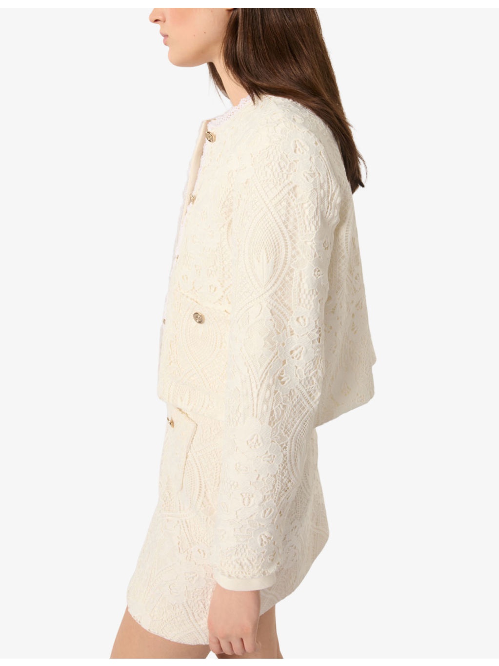 Guipure Cropped Woven Jacket - 6