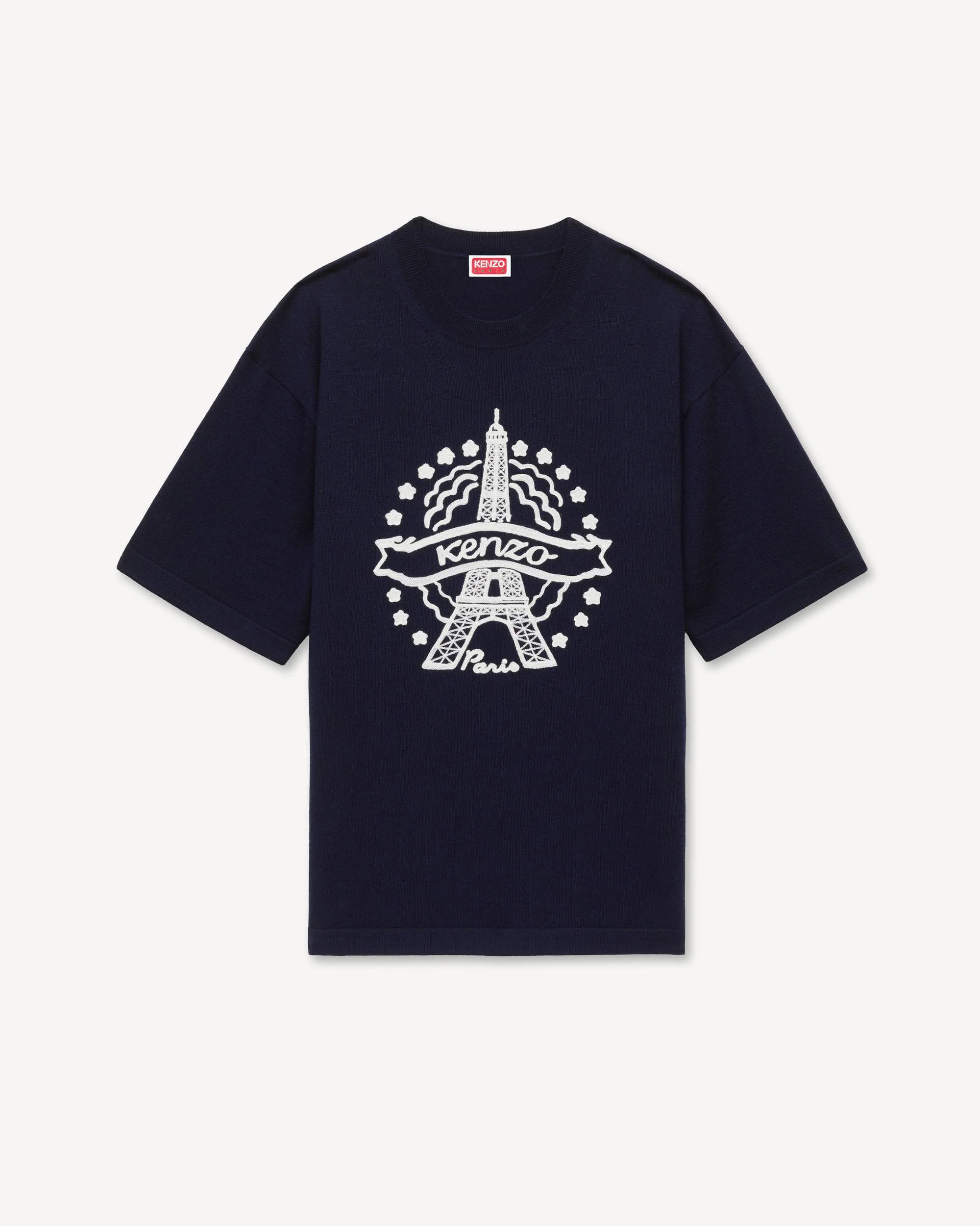 'KENZO Eiffel Tower Design' embroidered T-shirt in wool - 1