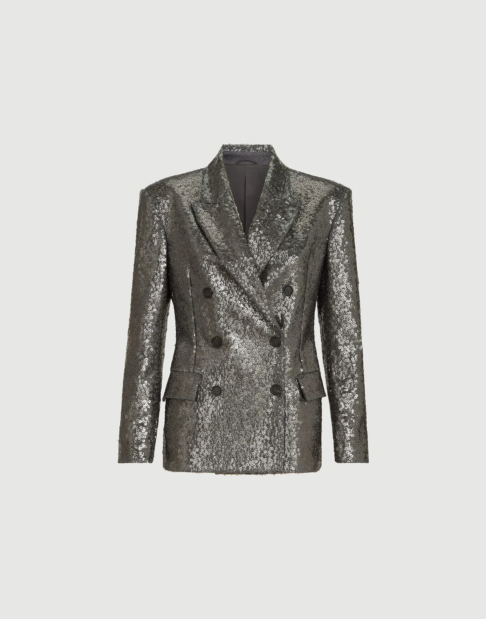 Dazzling texture embroidery blazer in virgin wool flannel - 1