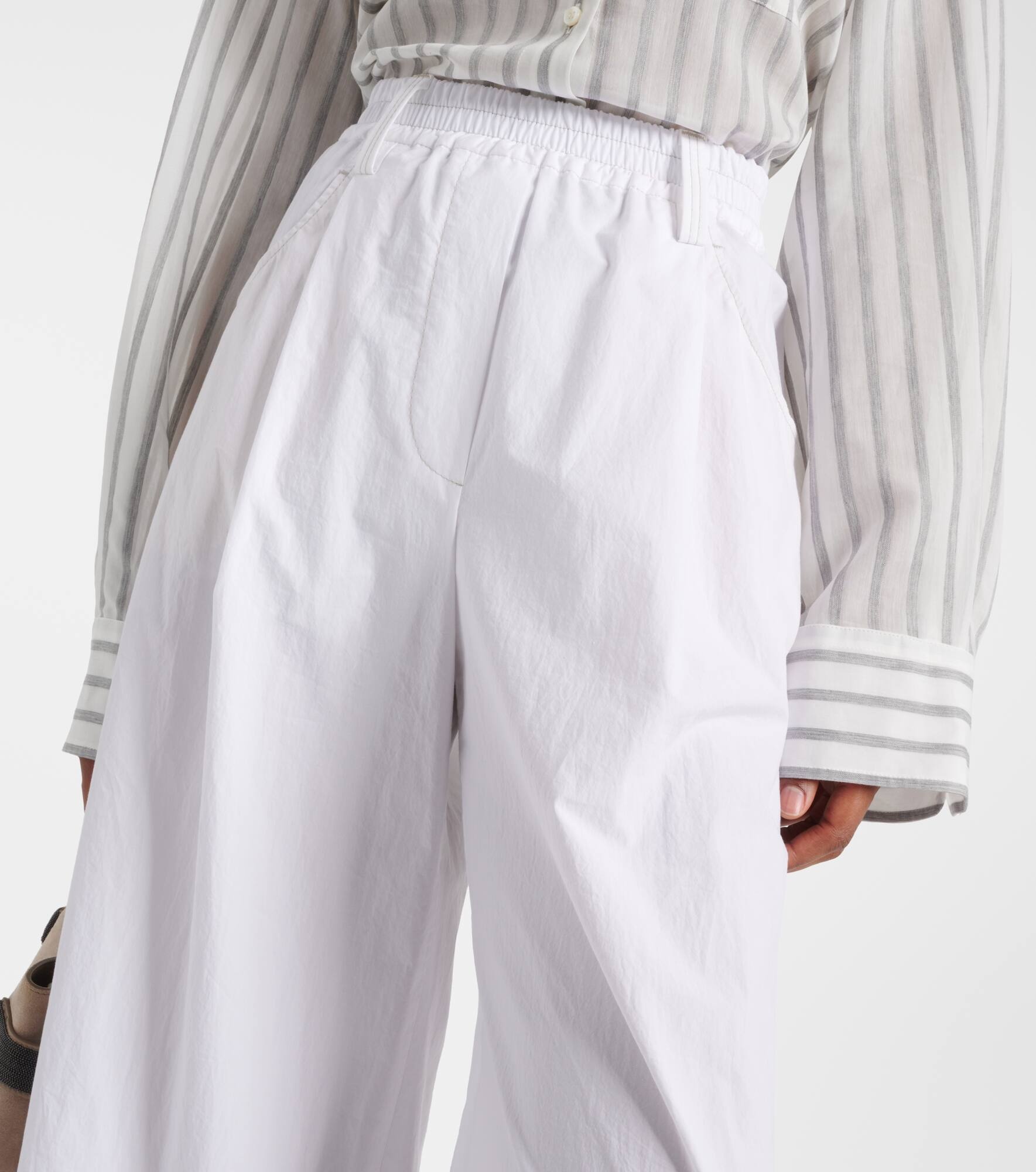 High-rise cotton wide-leg pants - 4
