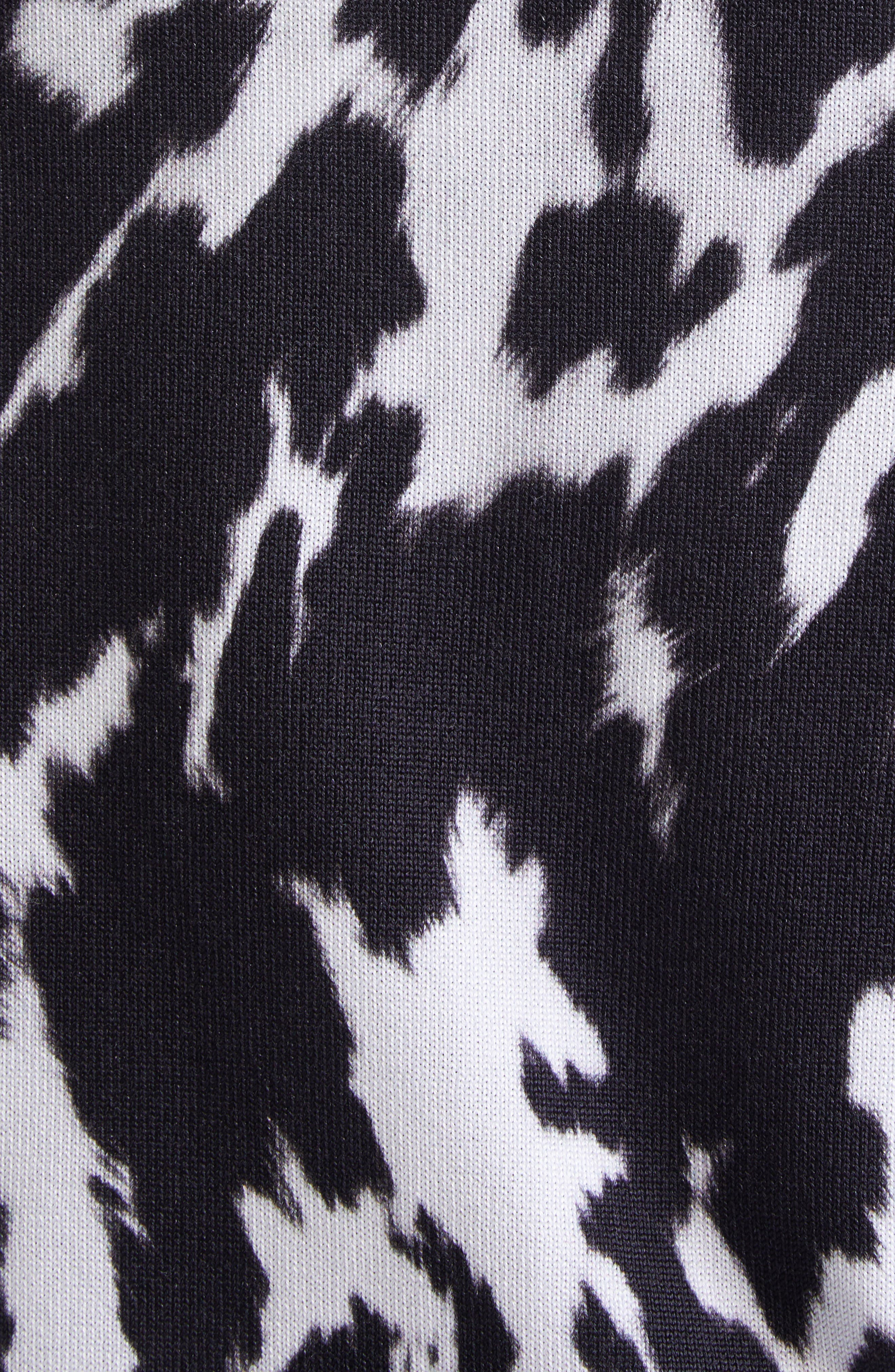 Oscar de la Renta Cow Print Cotton Blend Cardigan in Black/Ivory at Nordstrom - 6