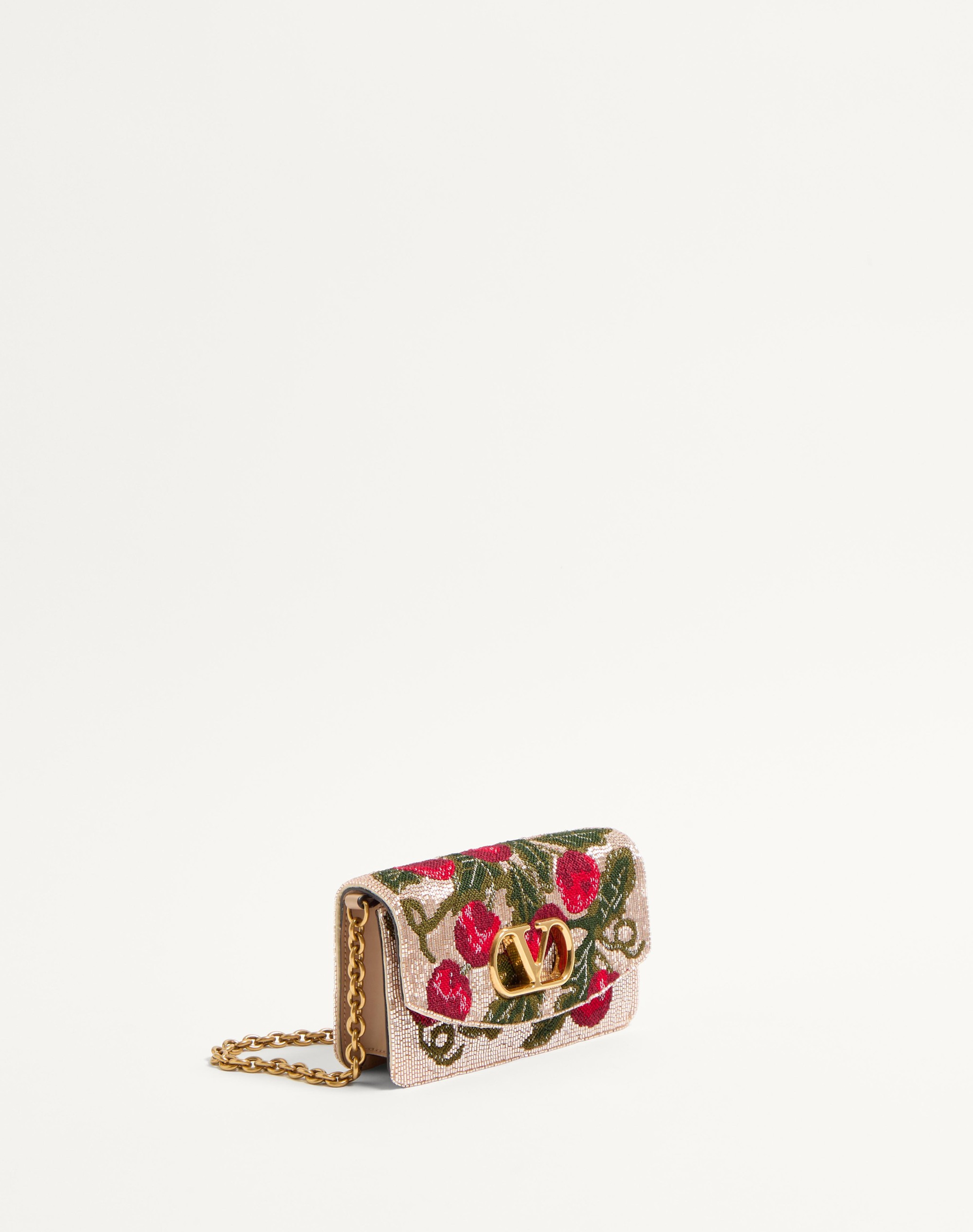 VALENTINO GARAVANI VAIN EMBROIDERED SHOULDER CLUTCH WITH CHERRYFIC PATTERN - 3