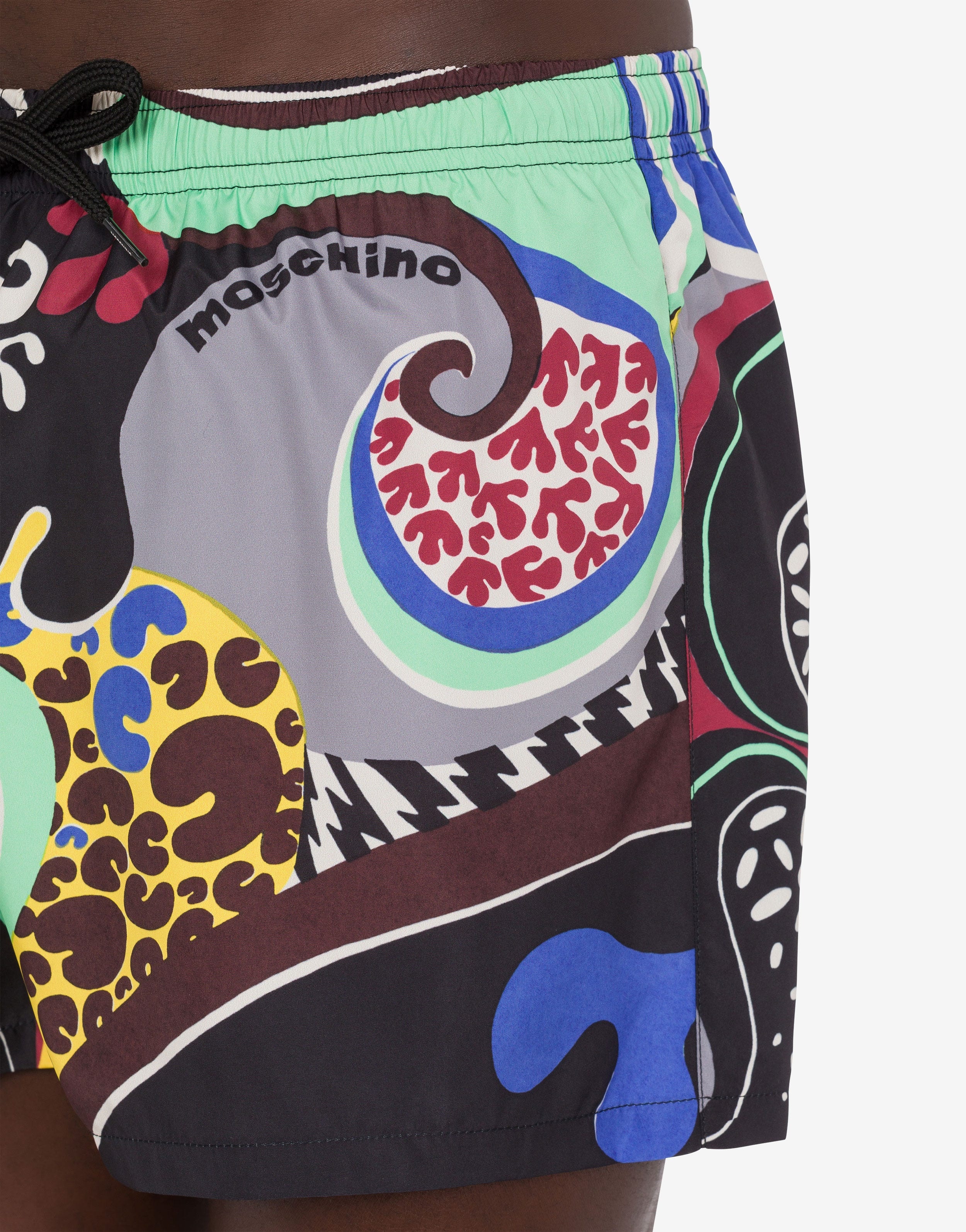 PSYCHEDELIC PRINT NYLON SWIM TRUNKS - 4