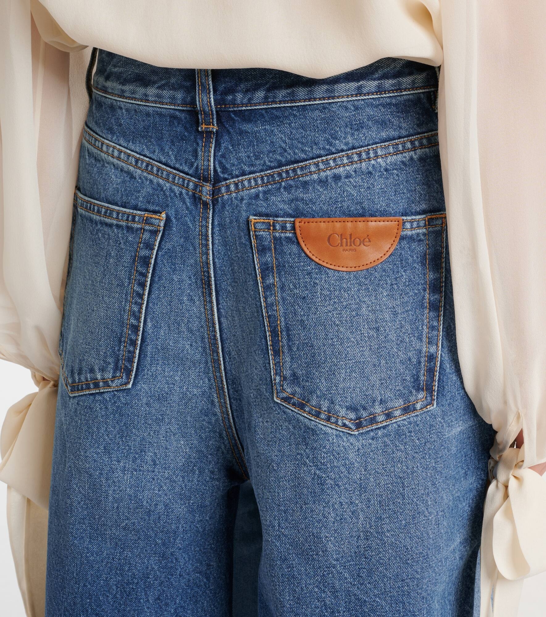 Patchwork high-rise denim culottes - 6