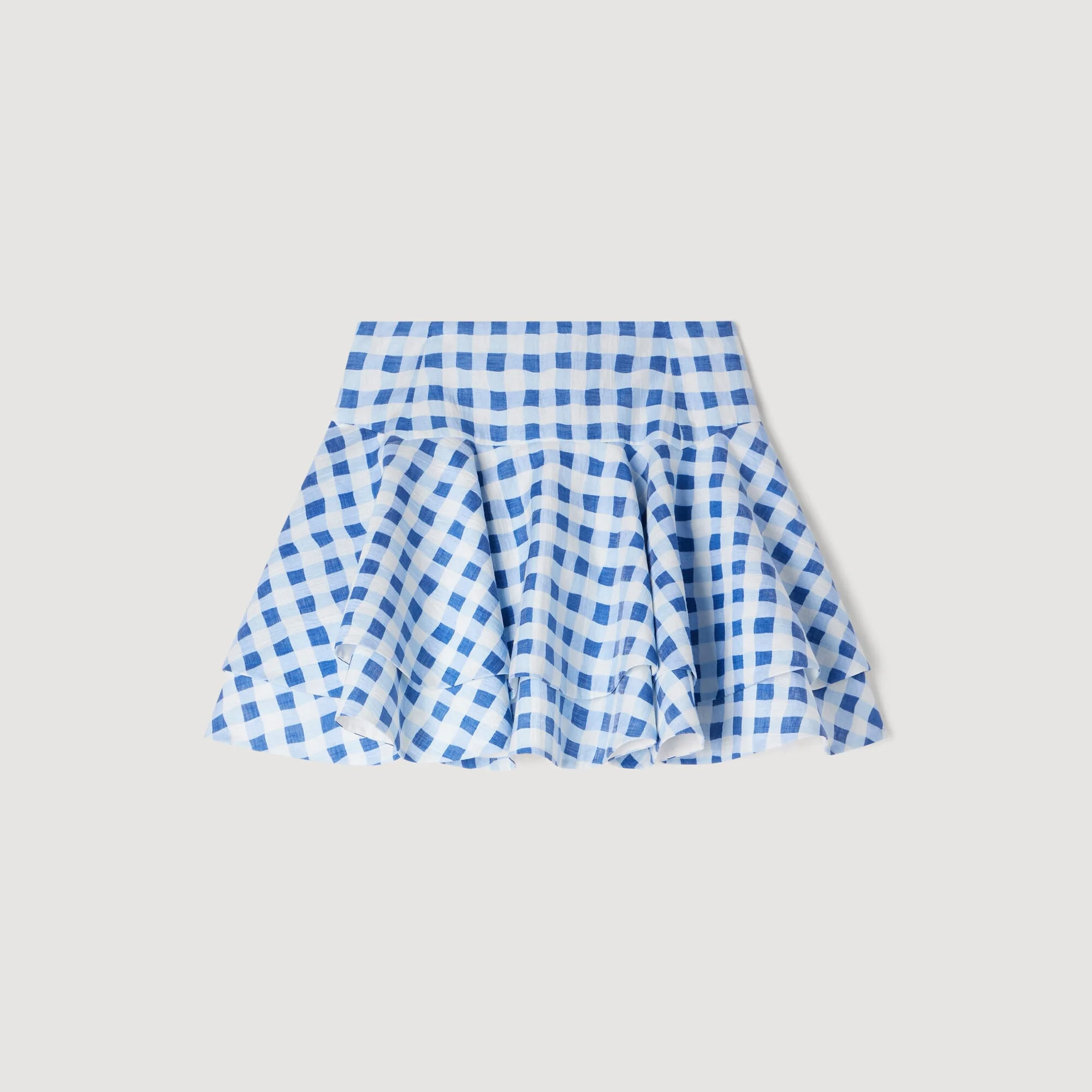 MINI GINGHAM LINEN SKIRT - 1