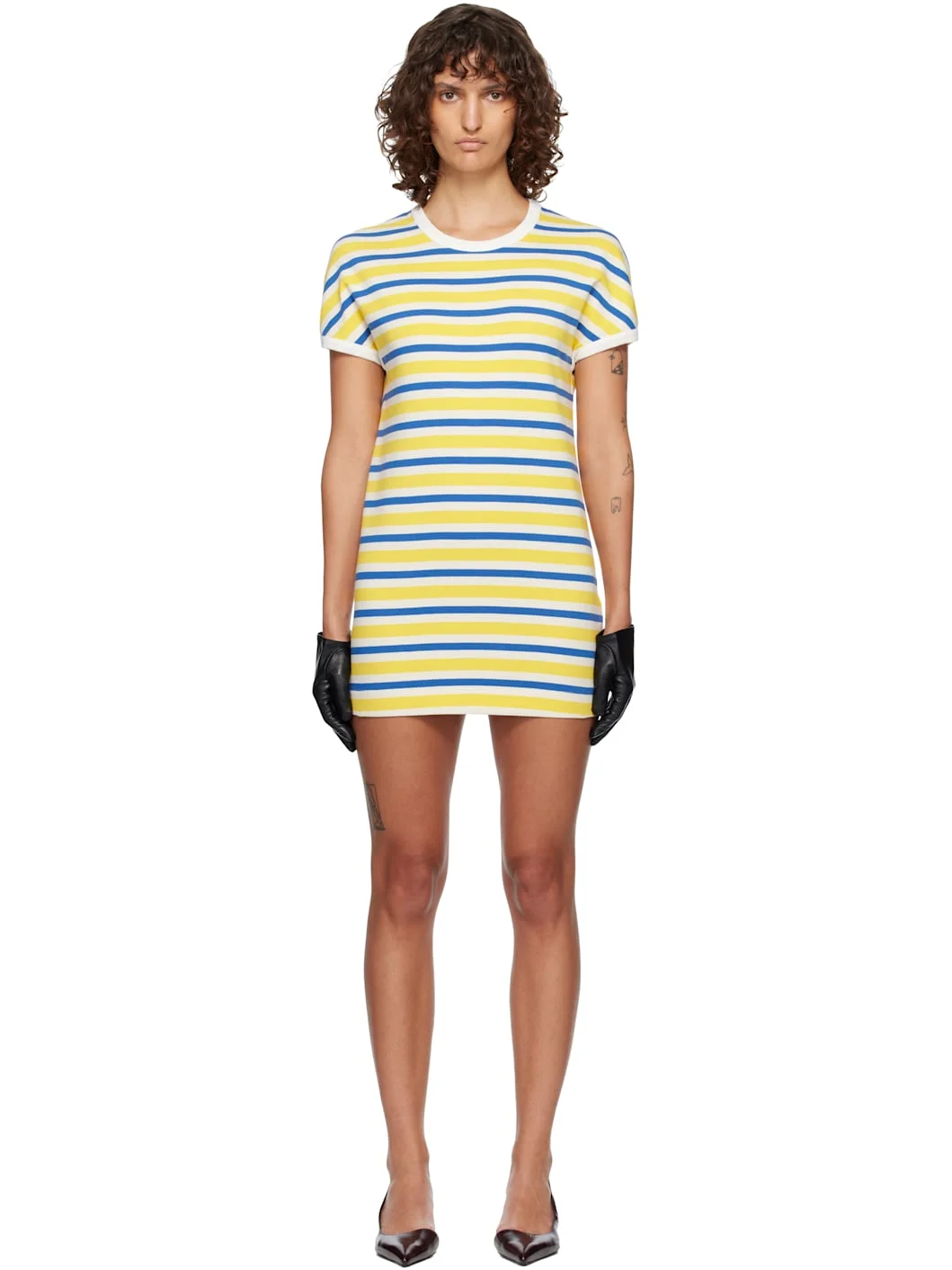 Yellow & Blue Stripe Minidress - 1