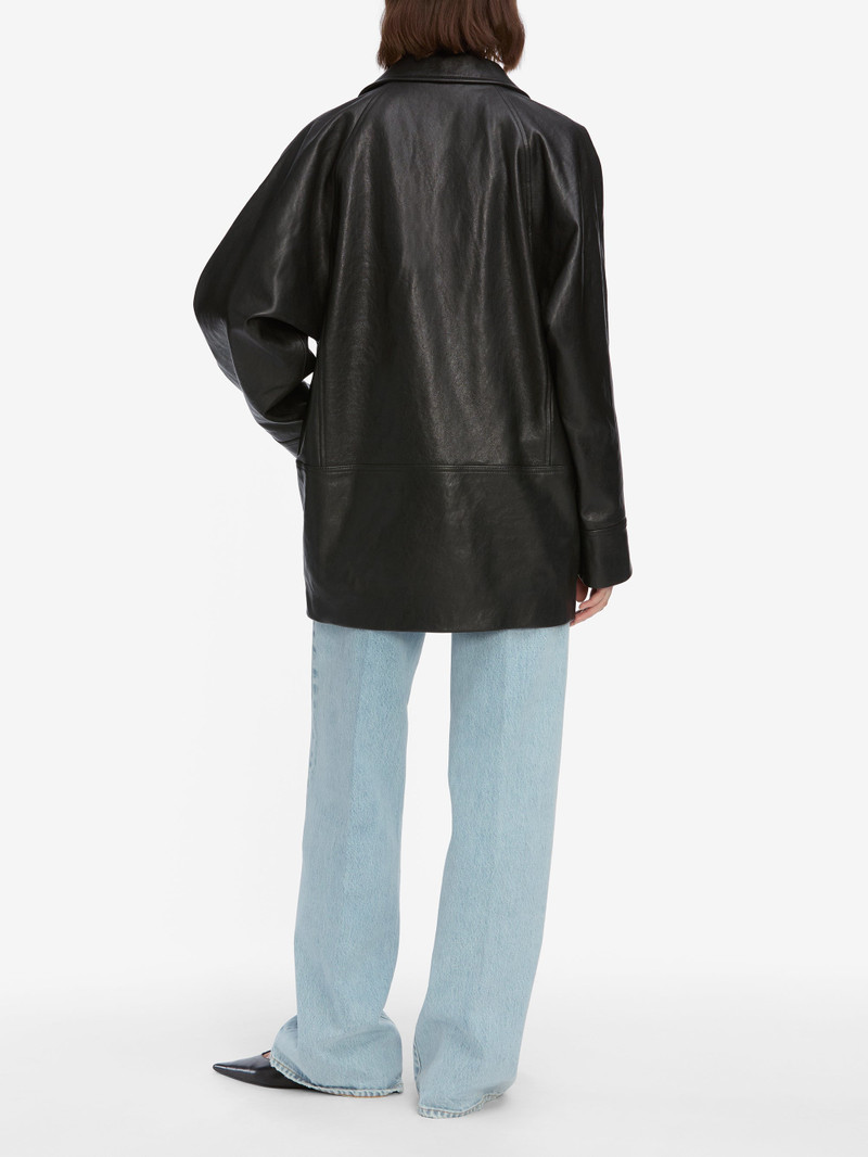 Oversized Leather Jacket in Black 6