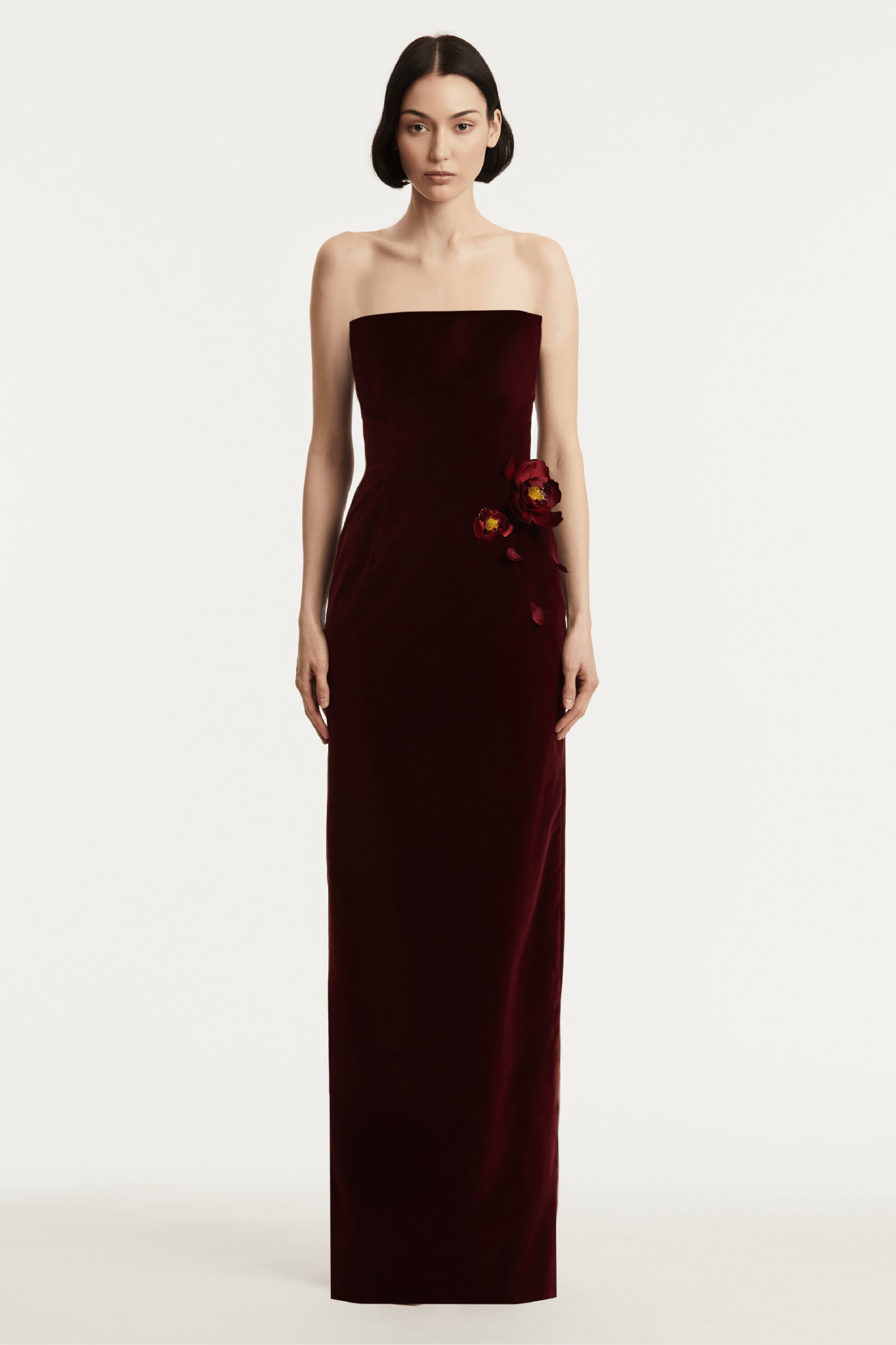 STRAPLESS VELVET APPLIQUÉ GOWN - 2