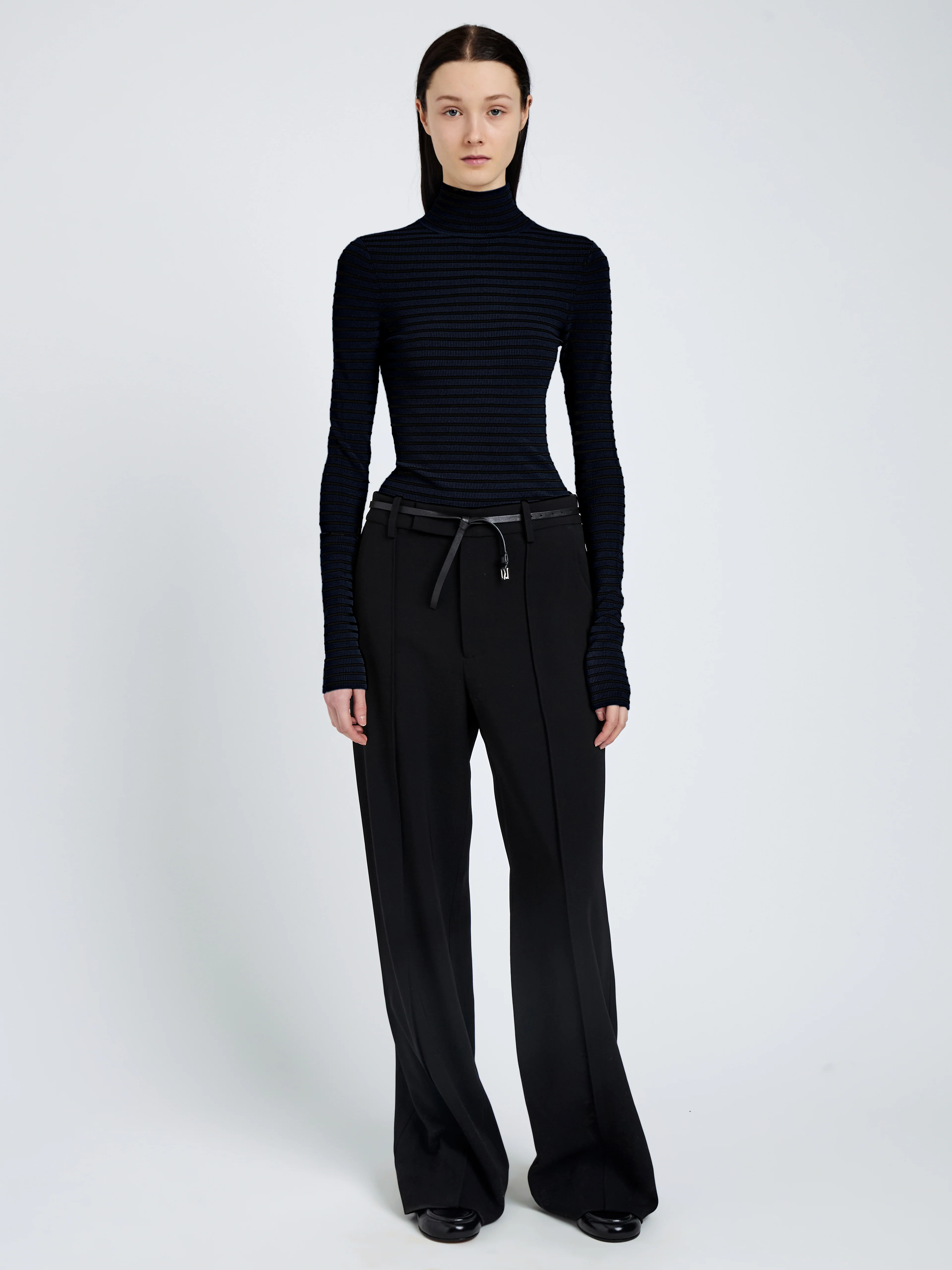 Didi Top in Matte Viscose Velvet Stripe - 3