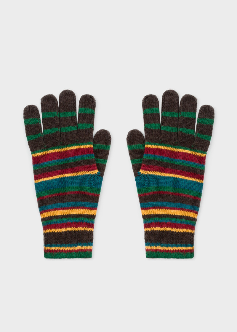 Signature Stripe Wool-Cashmere Gloves 1