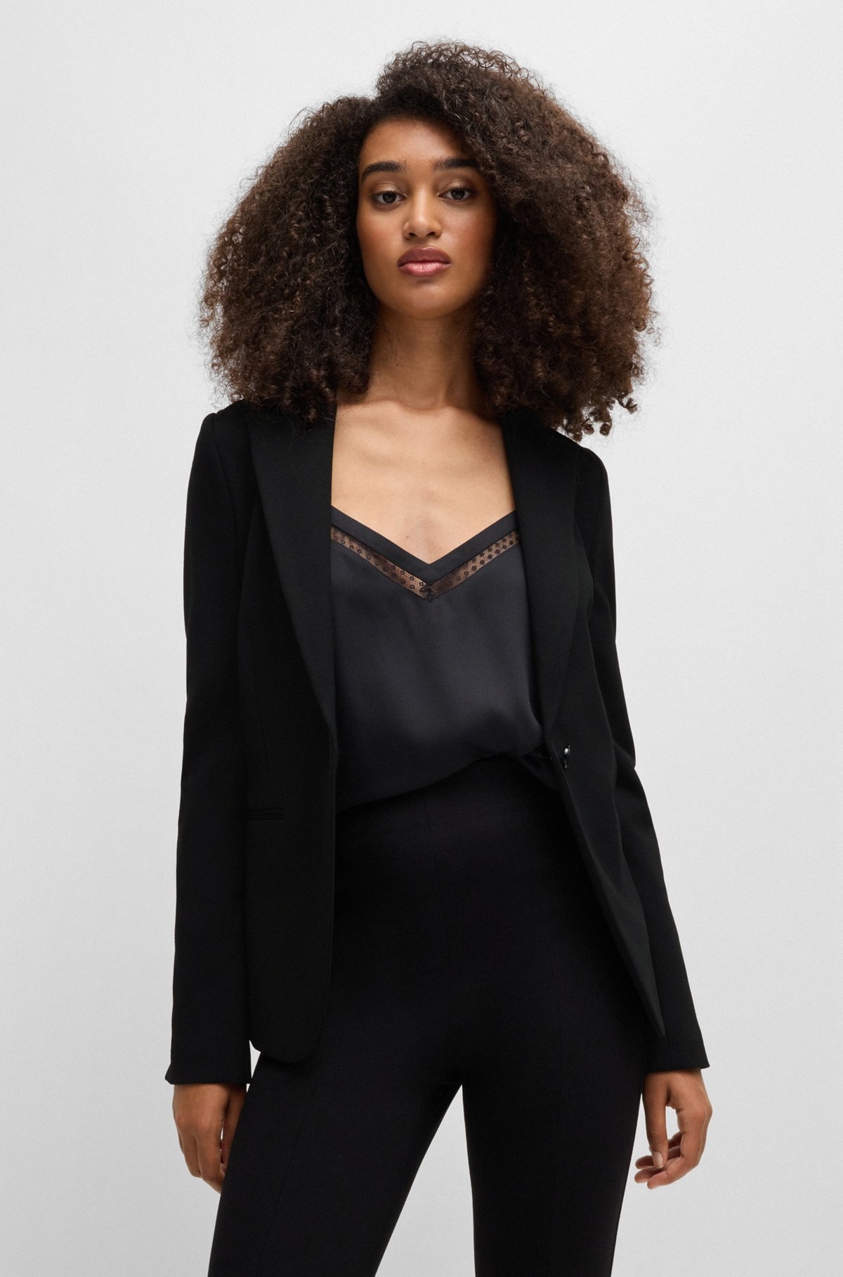 SINGLE-BUTTON JACKET IN STRETCH FABRIC - 2