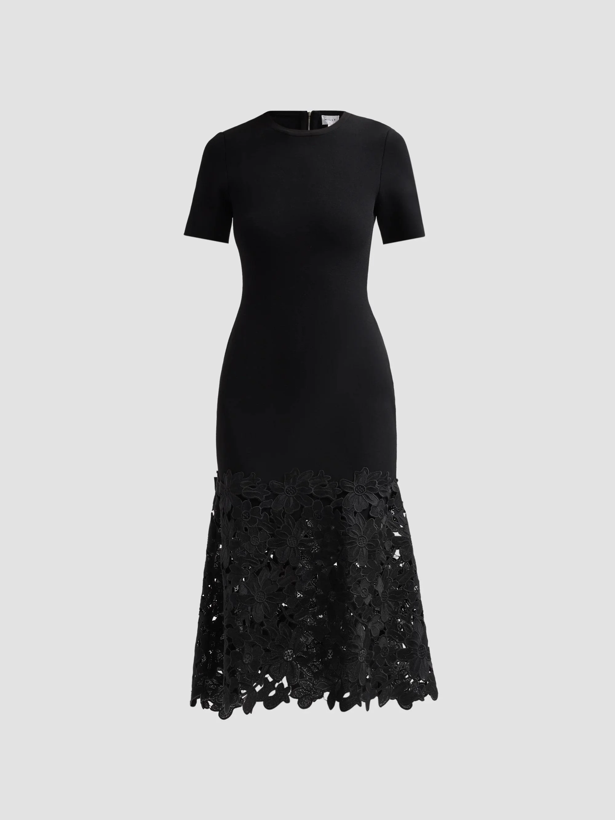Women's Halle Lace-Trim Knit Midi Dress - Black - 1