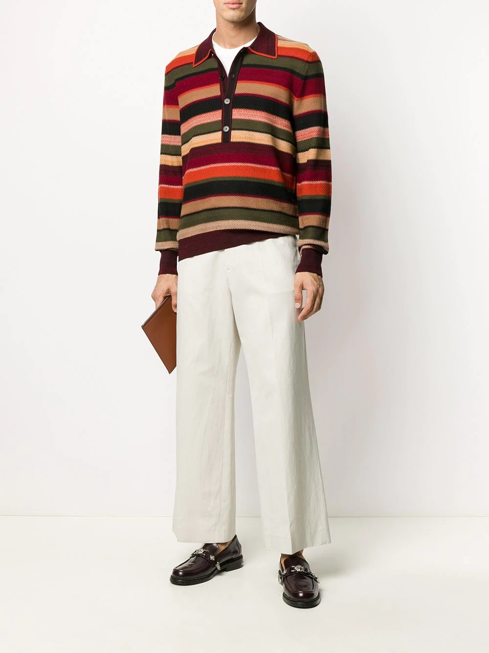 striped polo shirt sweater  - 2