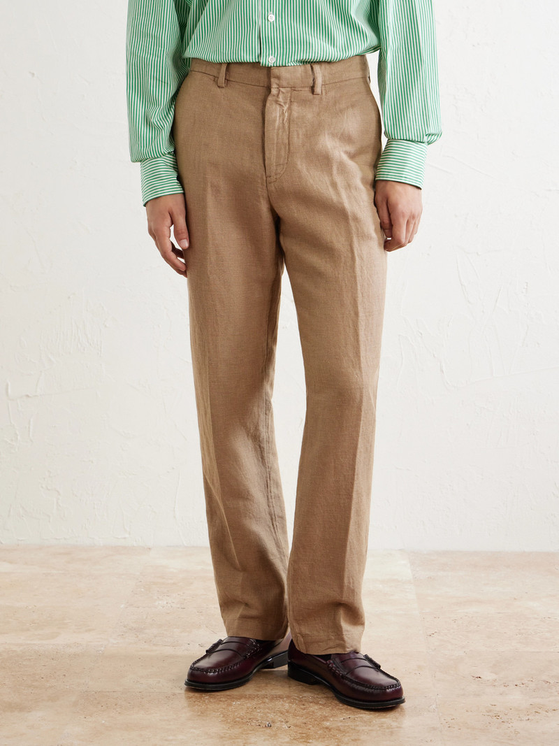 Straight-Leg Cotton and Linen-Blend Trousers 3