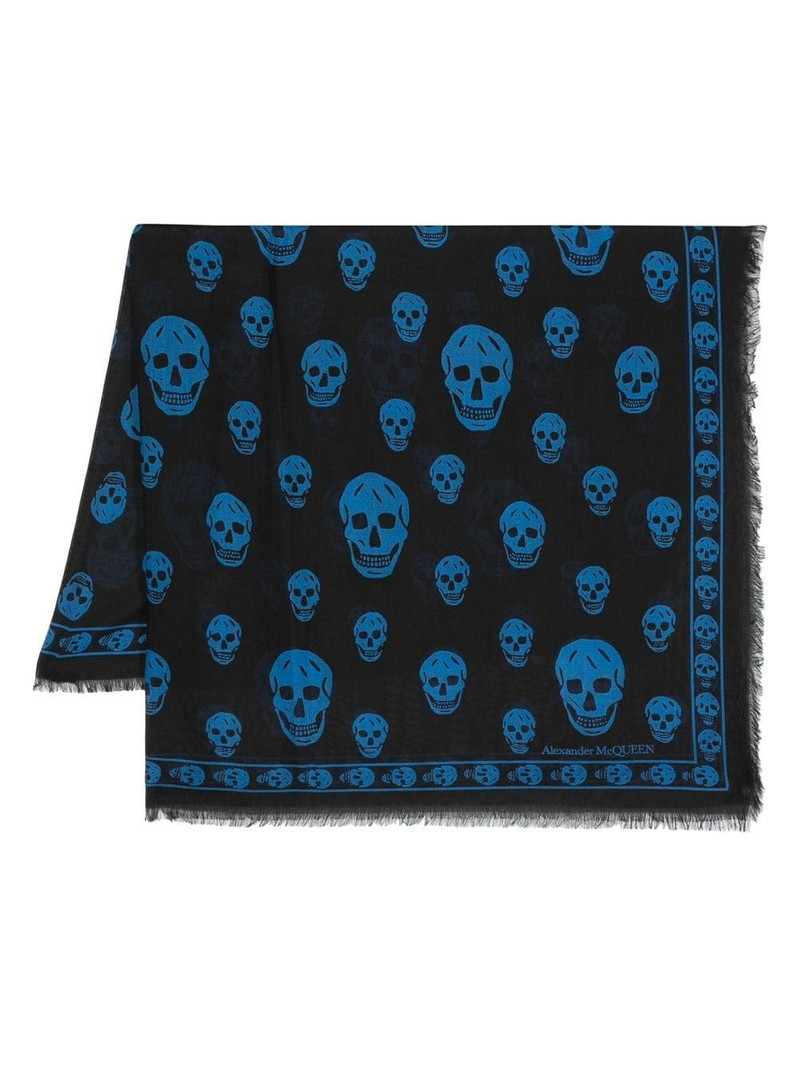 skull-print frayed-edge scarf 1