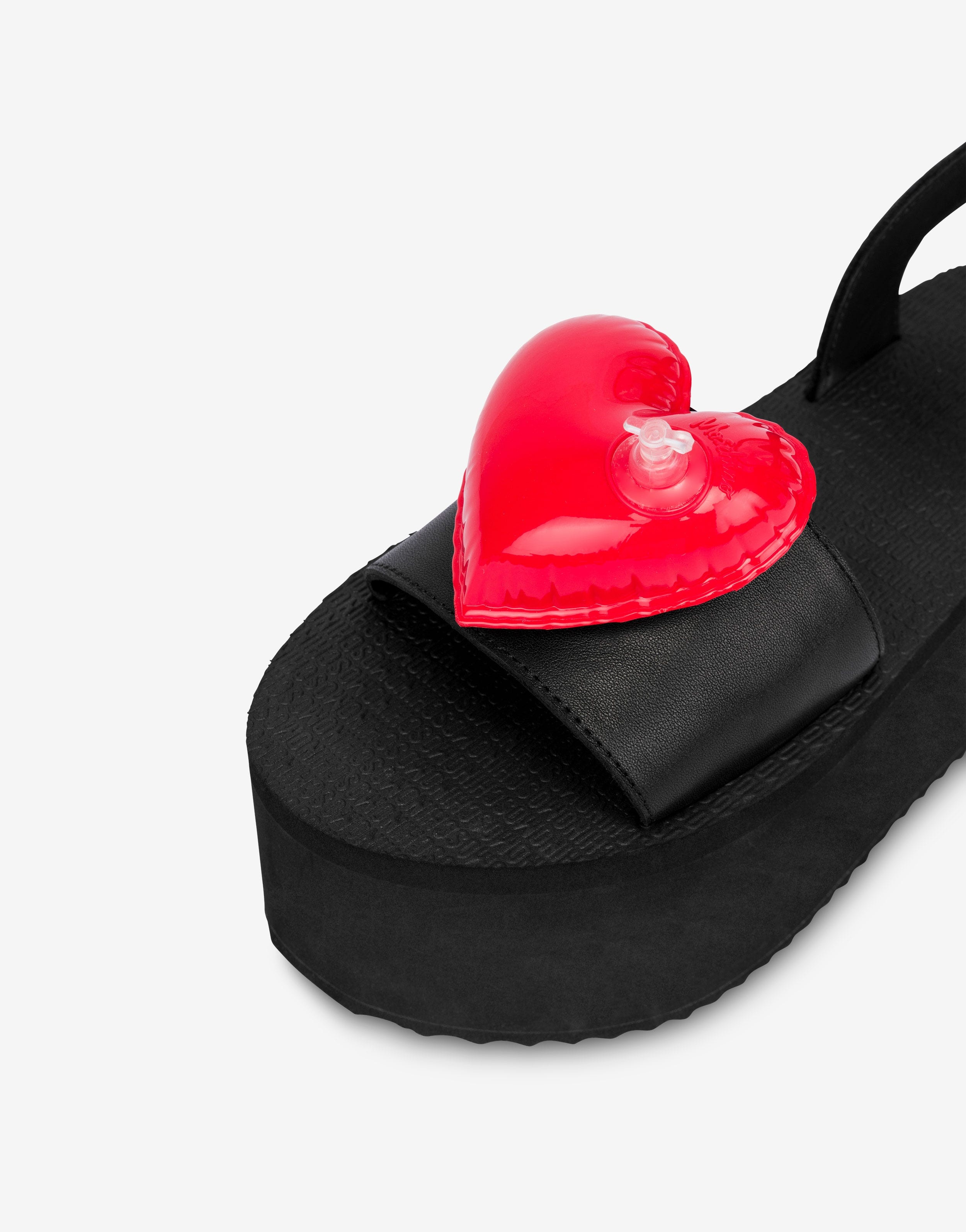 INFLATABLE HEART PLATFORM WEDGE SANDALS - 4