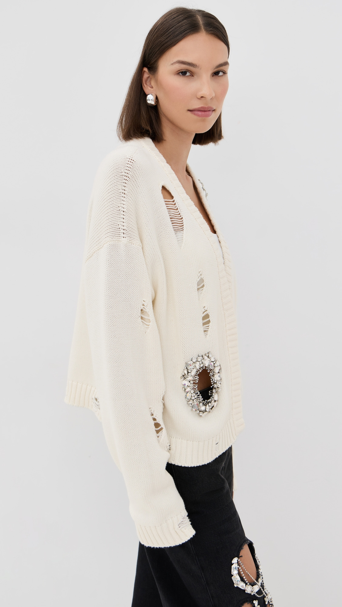 Distressed Crystal Cardigan - 3