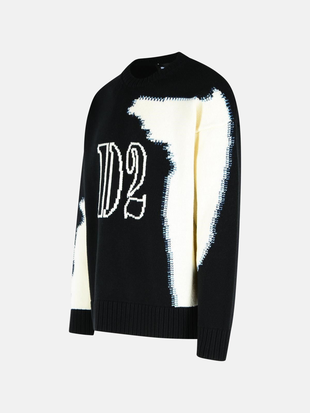 'D2' SWEATER FAKE BLACK WOOL STITCHING - 2
