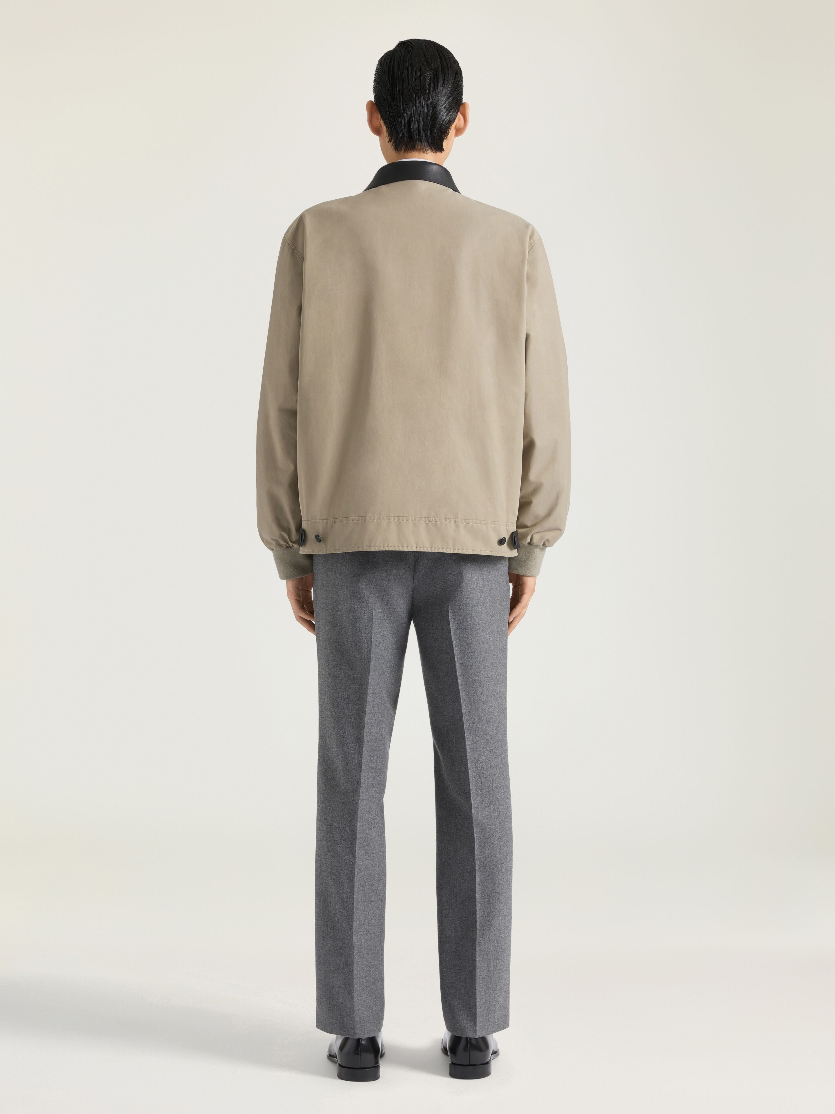 HARRINGTON JACKET IN COTTON WITH LEATHER DETAILS - 3