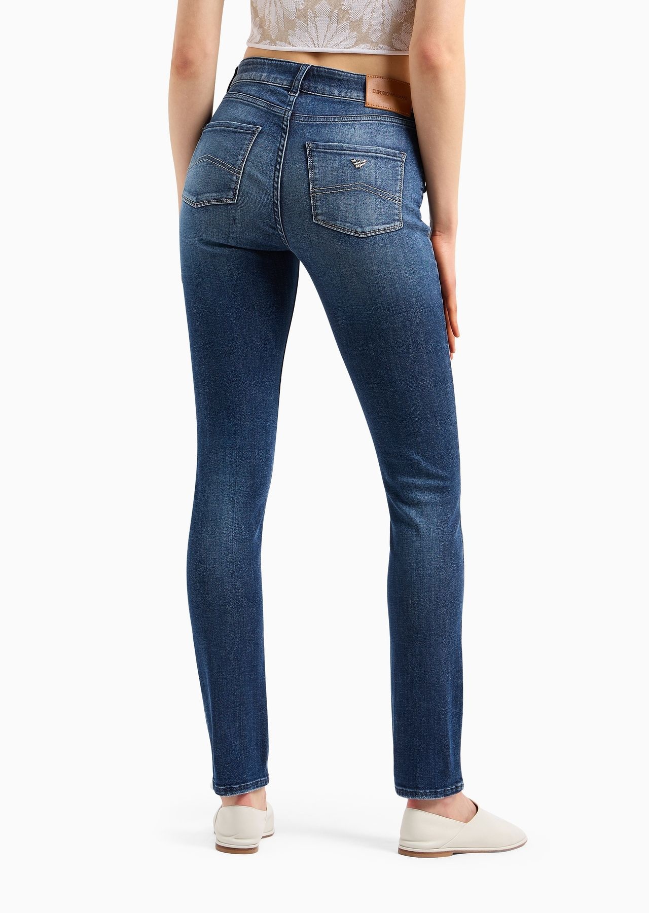 J18 High-rise, skinny-leg jeans in a worn-look denim - 3